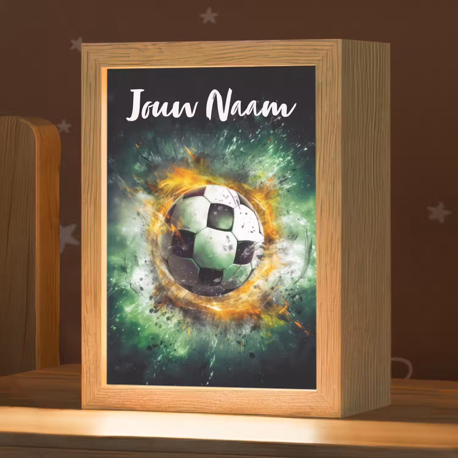 Bal - Voetbal - Groen - Oranje - Rook Light Box met kabel (Kinderlampje) klein -zzz_3d_website