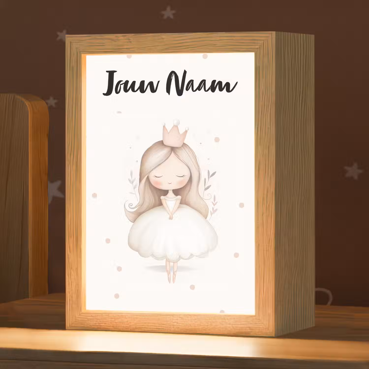 Blaadjes - Ballerina - Stippen - Kroon Light Box met kabel (Kinderlampje) klein -zzz_3d_website