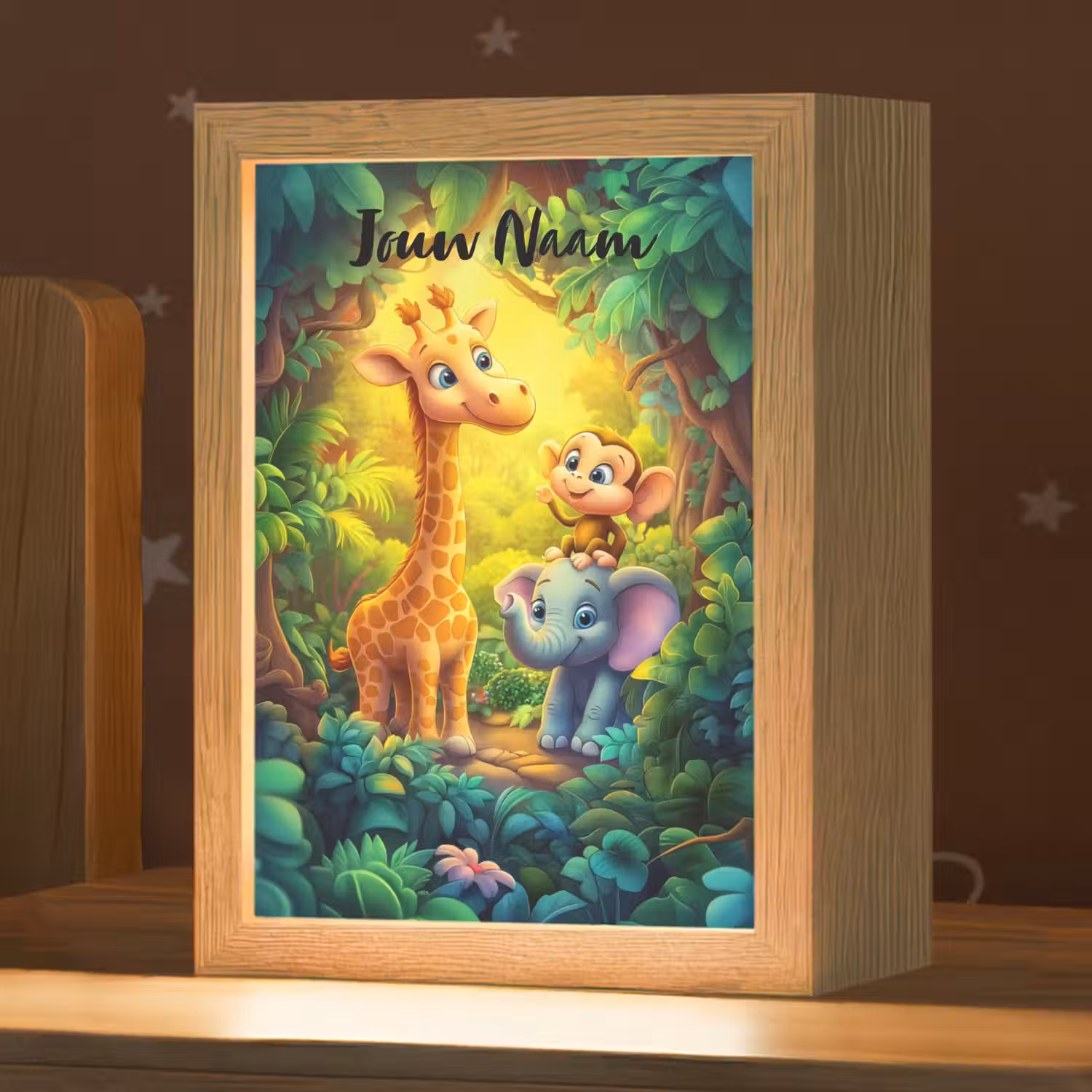 Dieren - Jungle - Giraf - Olifant - Aapje Light Box met kabel (Kinderlampje) klein -zzz_3d_website