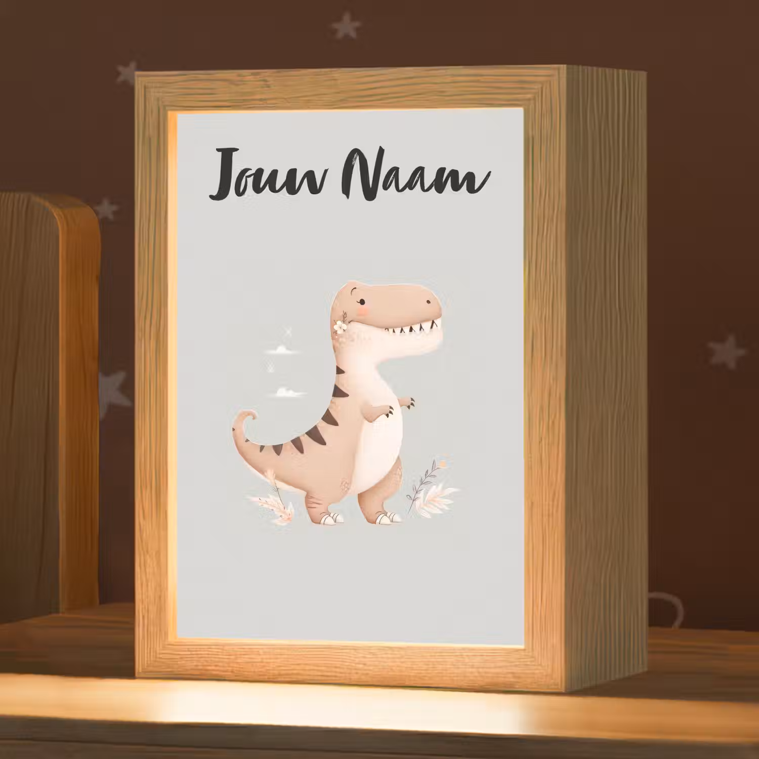 Dino - Blauw - Bloemen Light Box met kabel (Kinderlampje) klein -zzz_3d_website