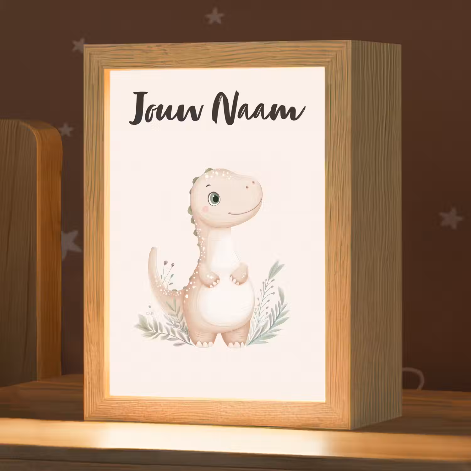 Dinosaurus - Pastel - Bladeren Light Box met kabel (Kinderlampje) klein -zzz_3d_website