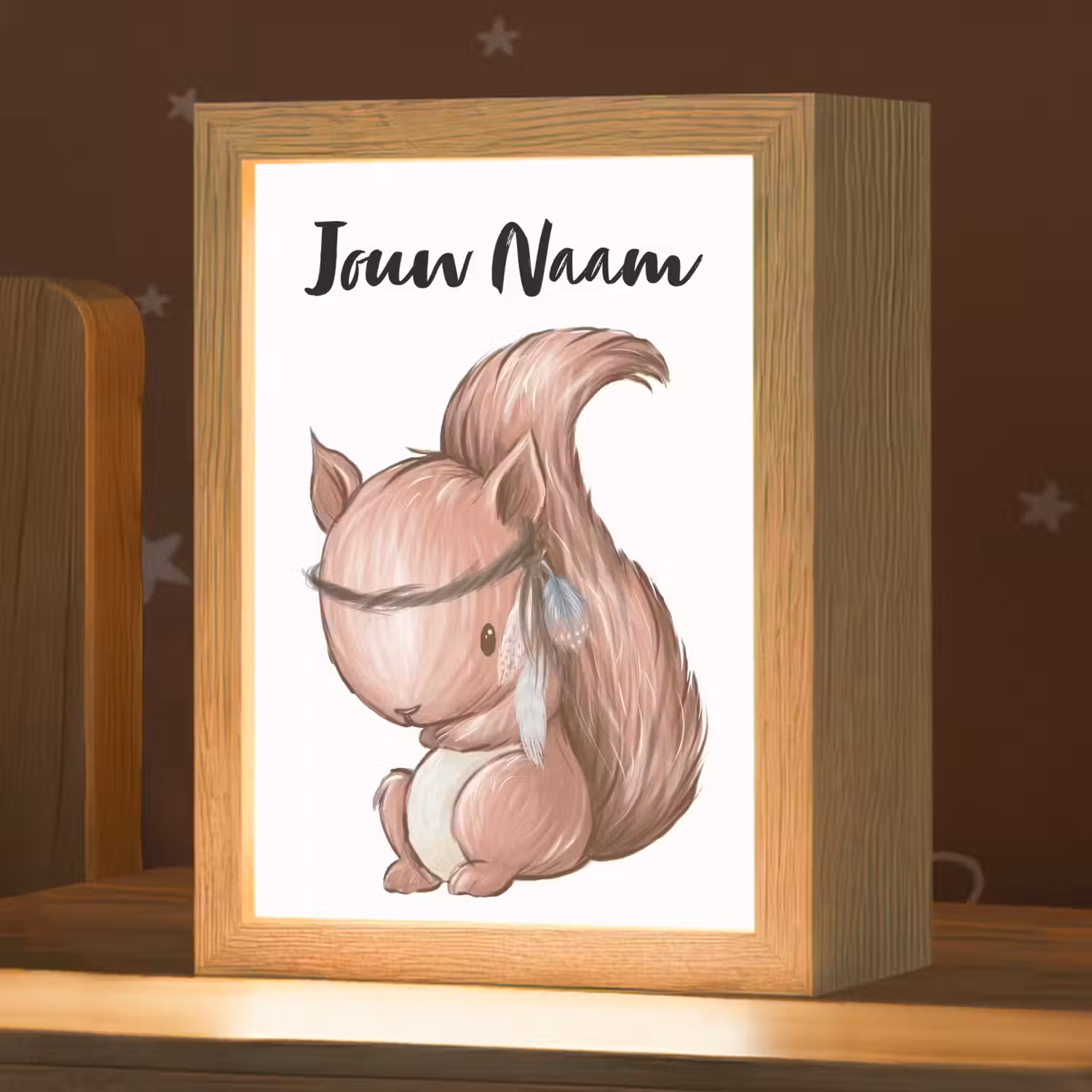 Eekhoorn - Dier - Bosdieren - Bruin Light Box met kabel (Kinderlampje) klein -zzz_3d_website