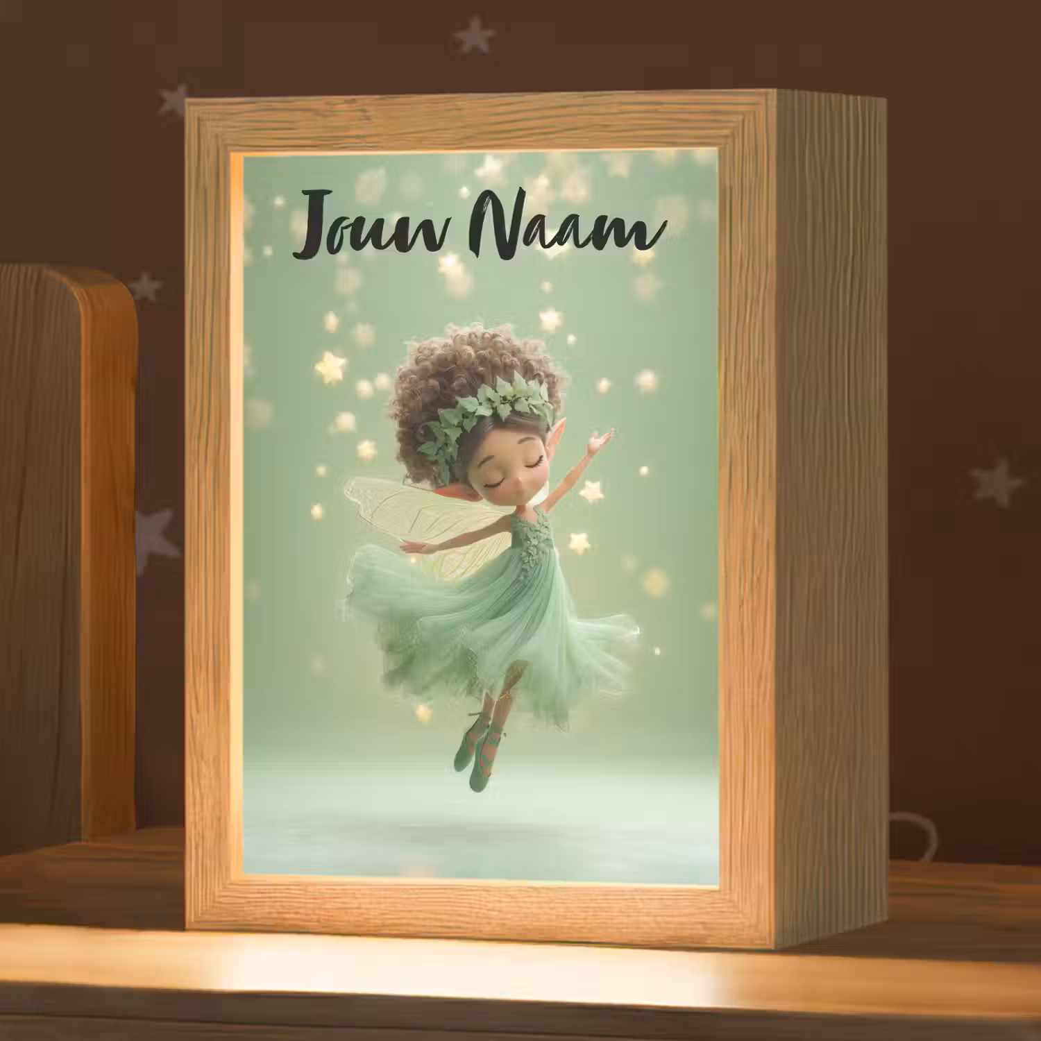 Fee - Groen - Sprookje - Sterren Light Box met kabel (Kinderlampje) klein -zzz_3d_website