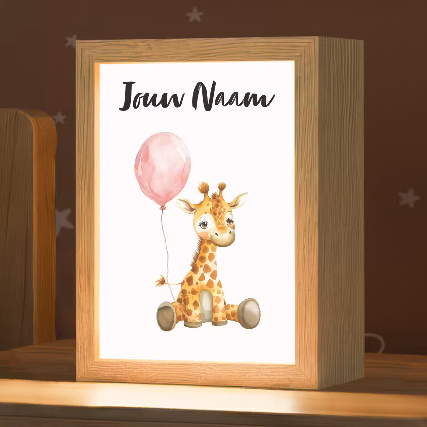 Giraf - Baby - Dieren - Roze ballon Light Box met kabel (Kinderlampje) klein -zzz_3d_website