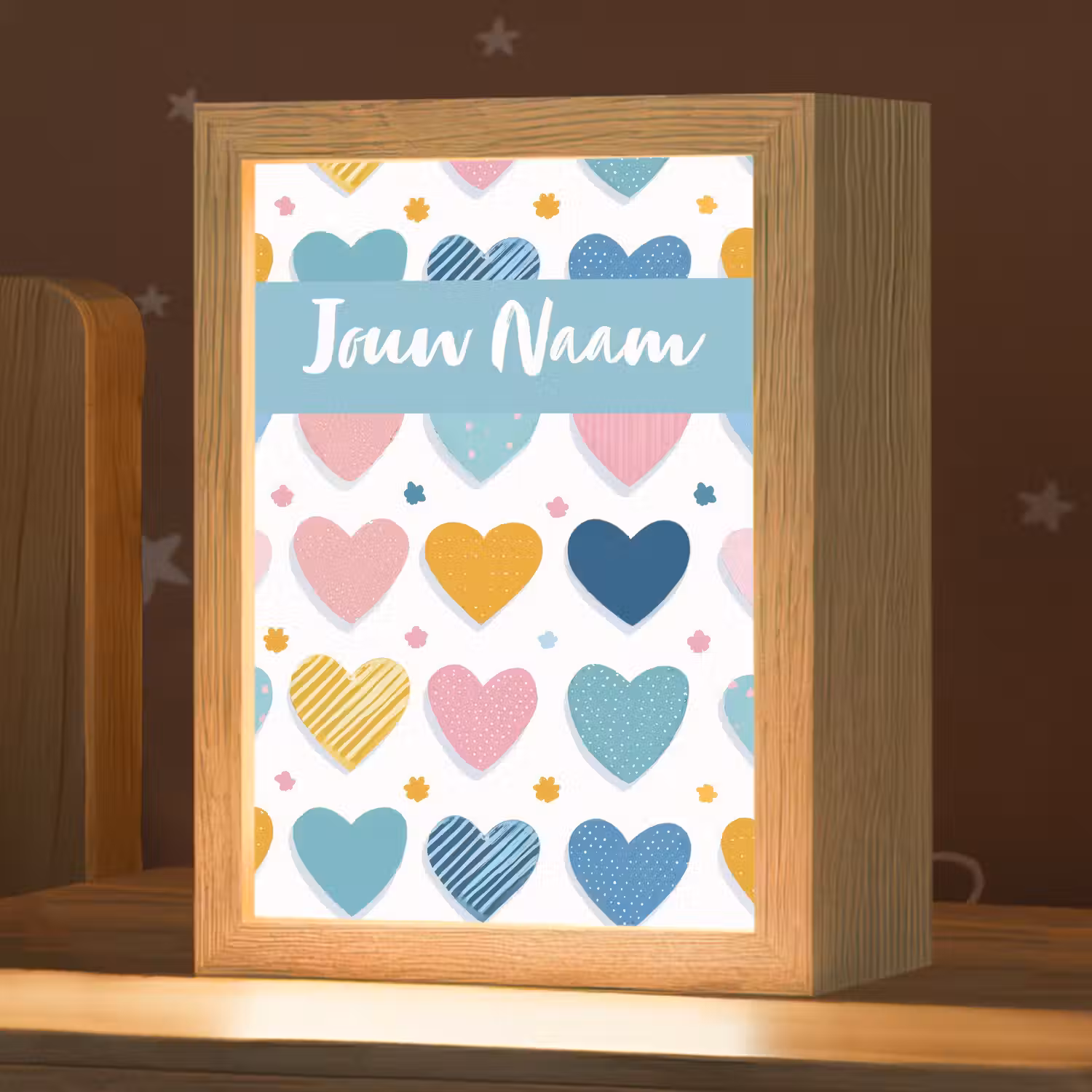 Hartjes - Pastel - Patroon Light Box met kabel (Kinderlampje) klein -zzz_3d_website