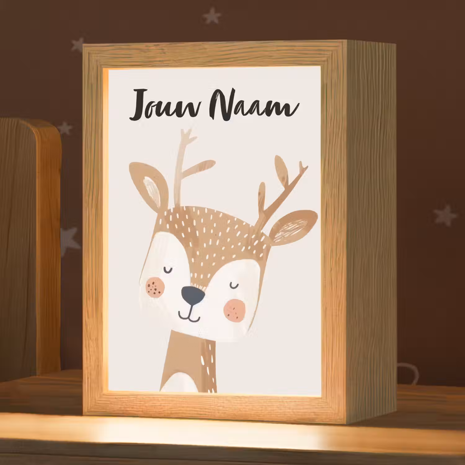 Hert - Bosdieren - Beige Light Box met kabel (Kinderlampje) klein -zzz_3d_website