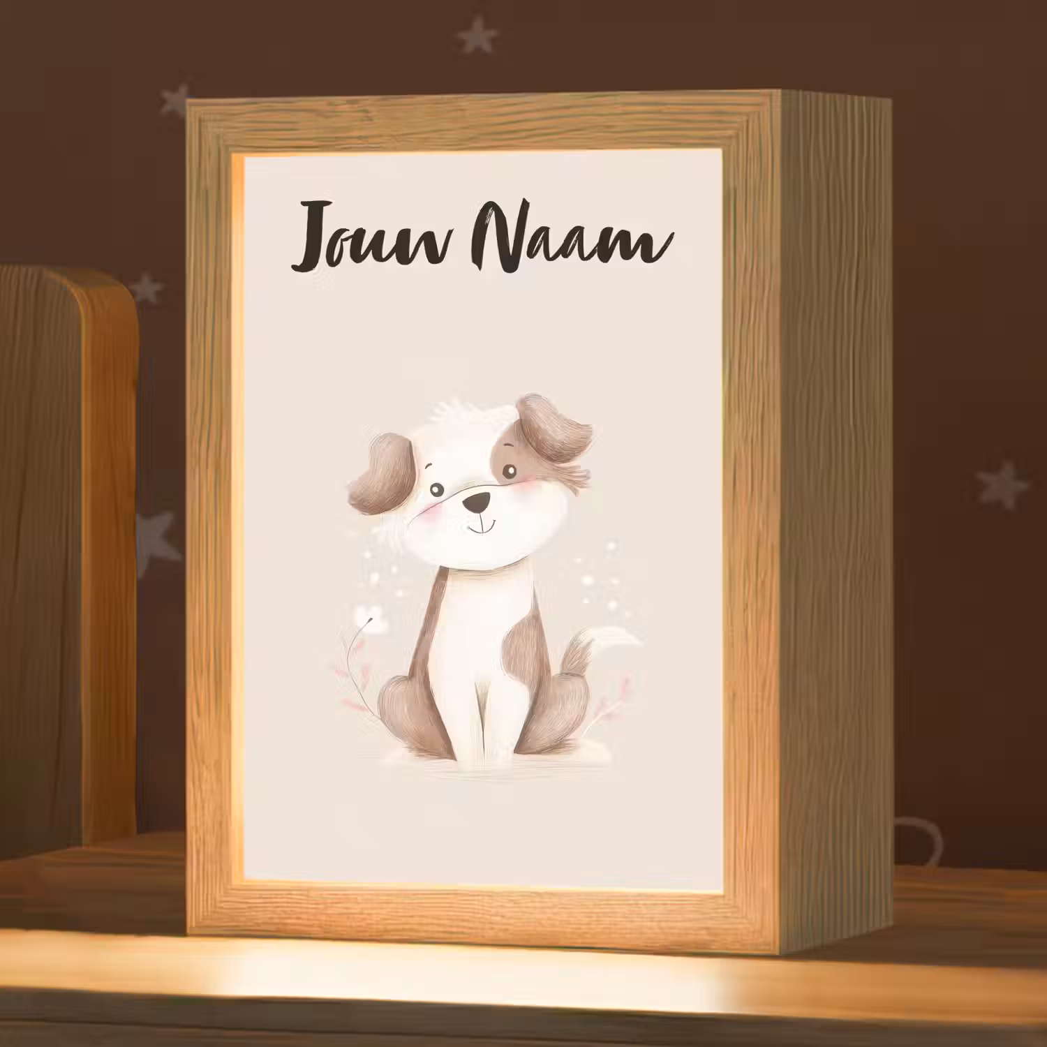 Hond - Gevlekt - Bruin Light Box met kabel (Kinderlampje) klein -zzz_3d_website