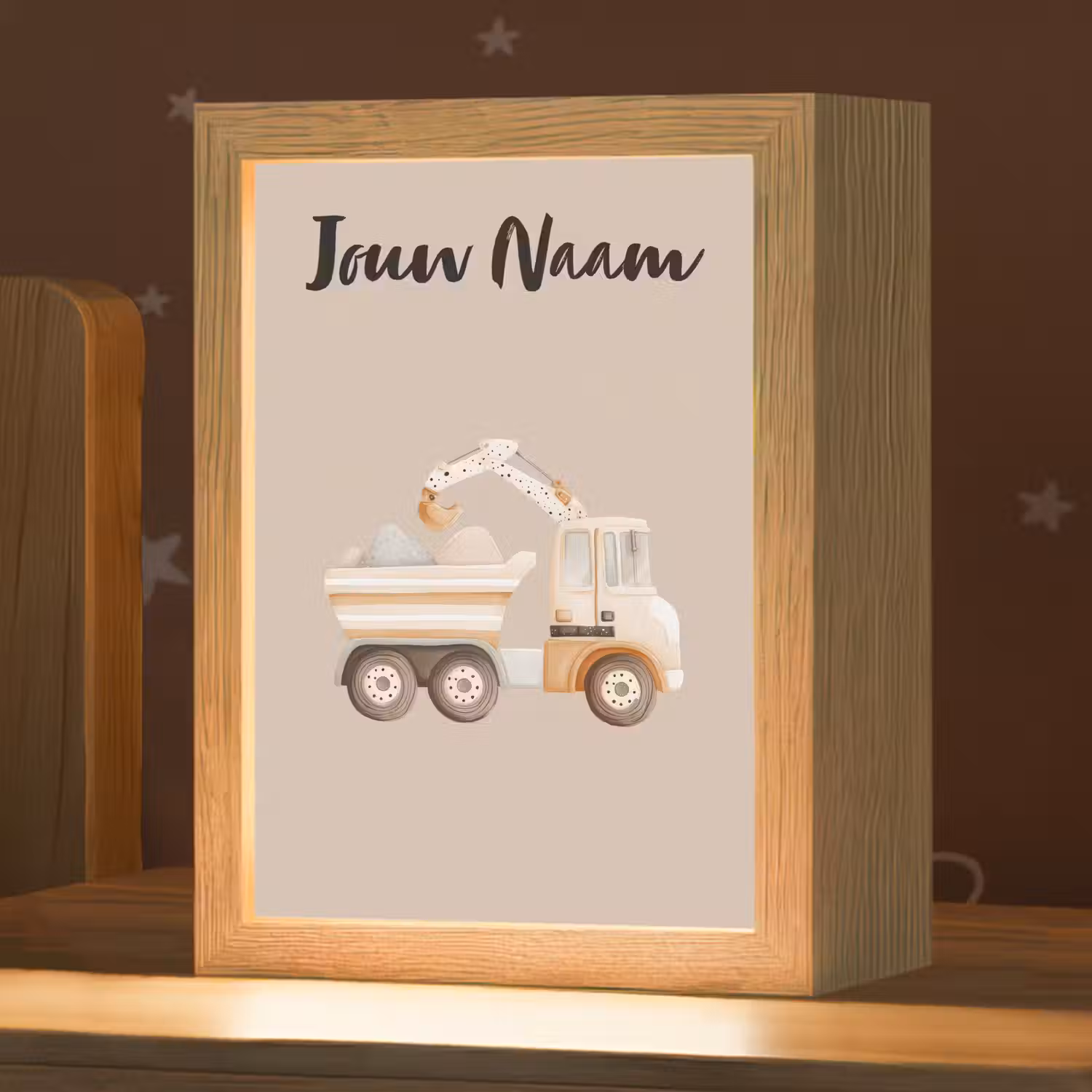 Kiepwagen - Auto - Beige - Stenen Light Box met kabel (Kinderlampje) klein -zzz_3d_website