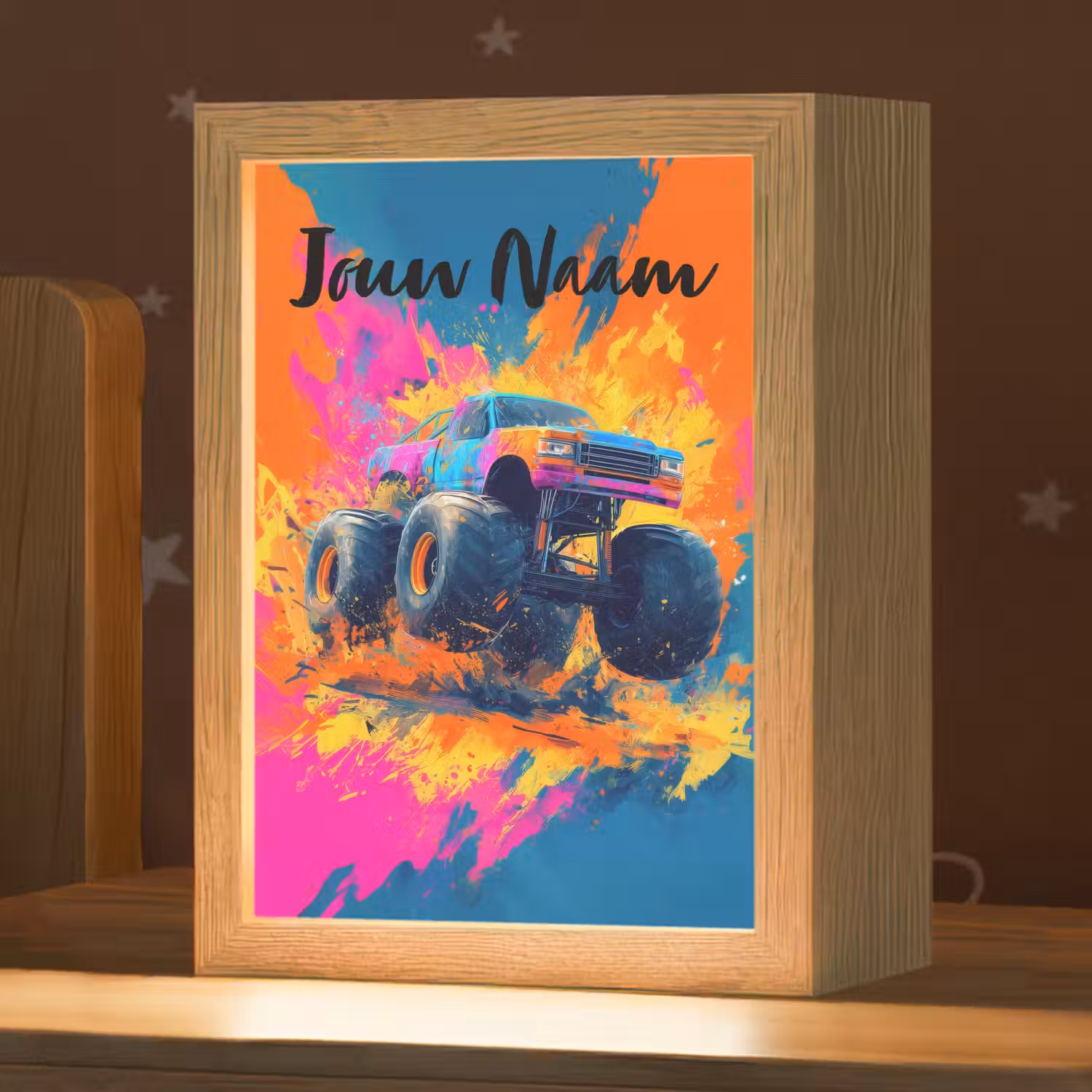 Monstertruck - Abstract - Verfspatten - Kleurrijk Light Box met kabel (Kinderlampje) klein -zzz_3d_website