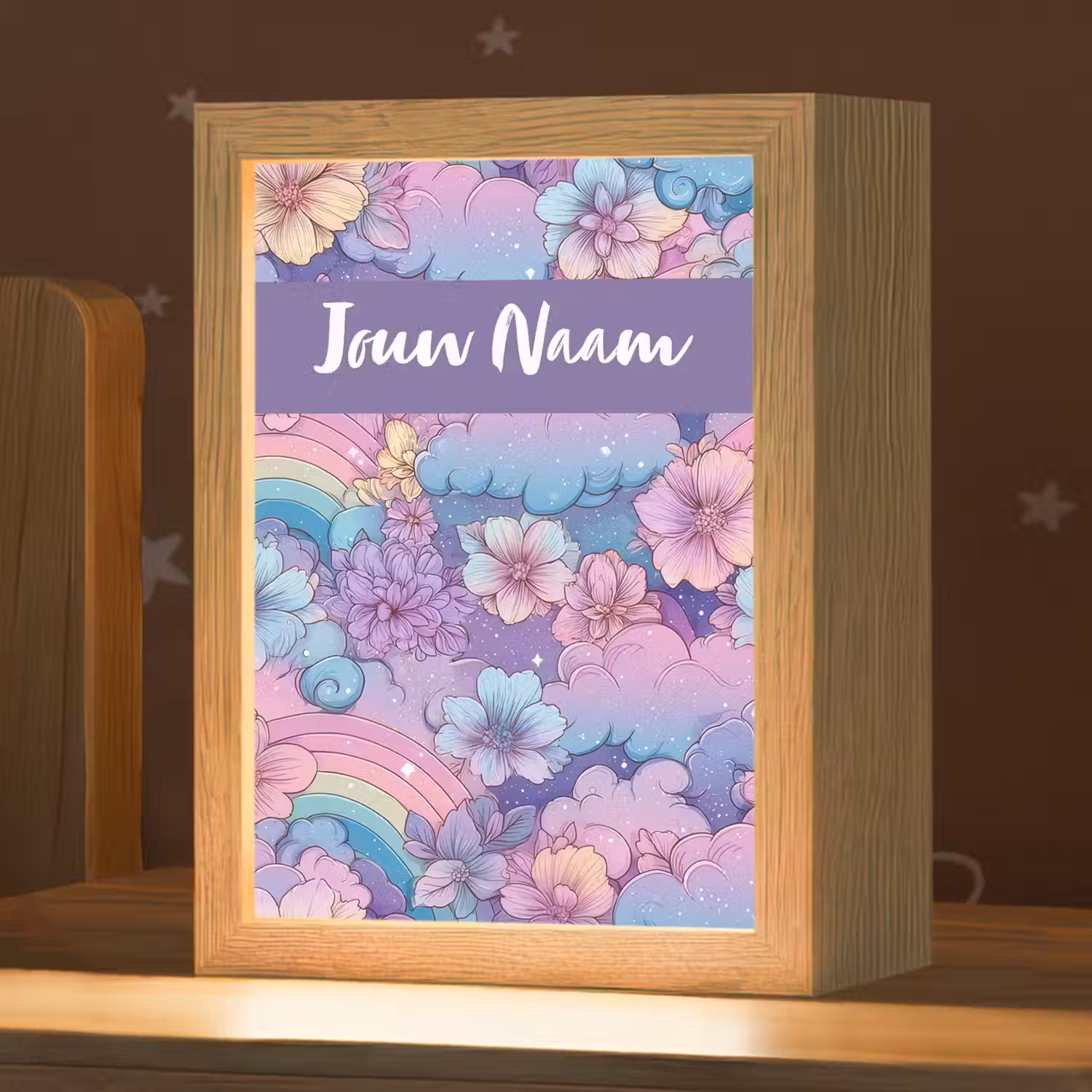 Regenbogen - Bloemen - Kleurrijk - Wolken Light Box met kabel (Kinderlampje) klein -zzz_3d_website
