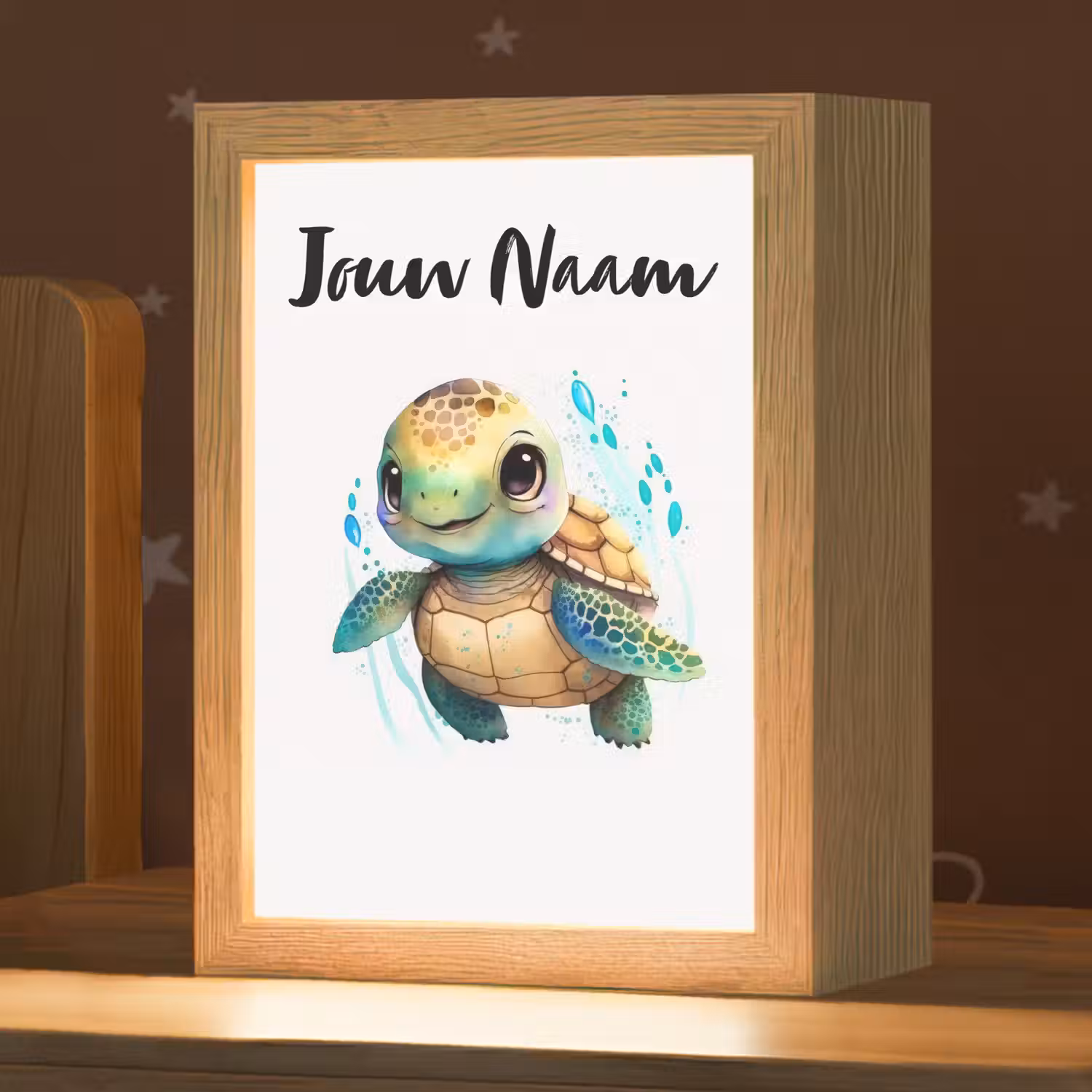 Schildpad - Waterverf - Kleuren - Dieren - Meisjes - Jongens Light Box met kabel (Kinderlampje) klein -zzz_3d_website