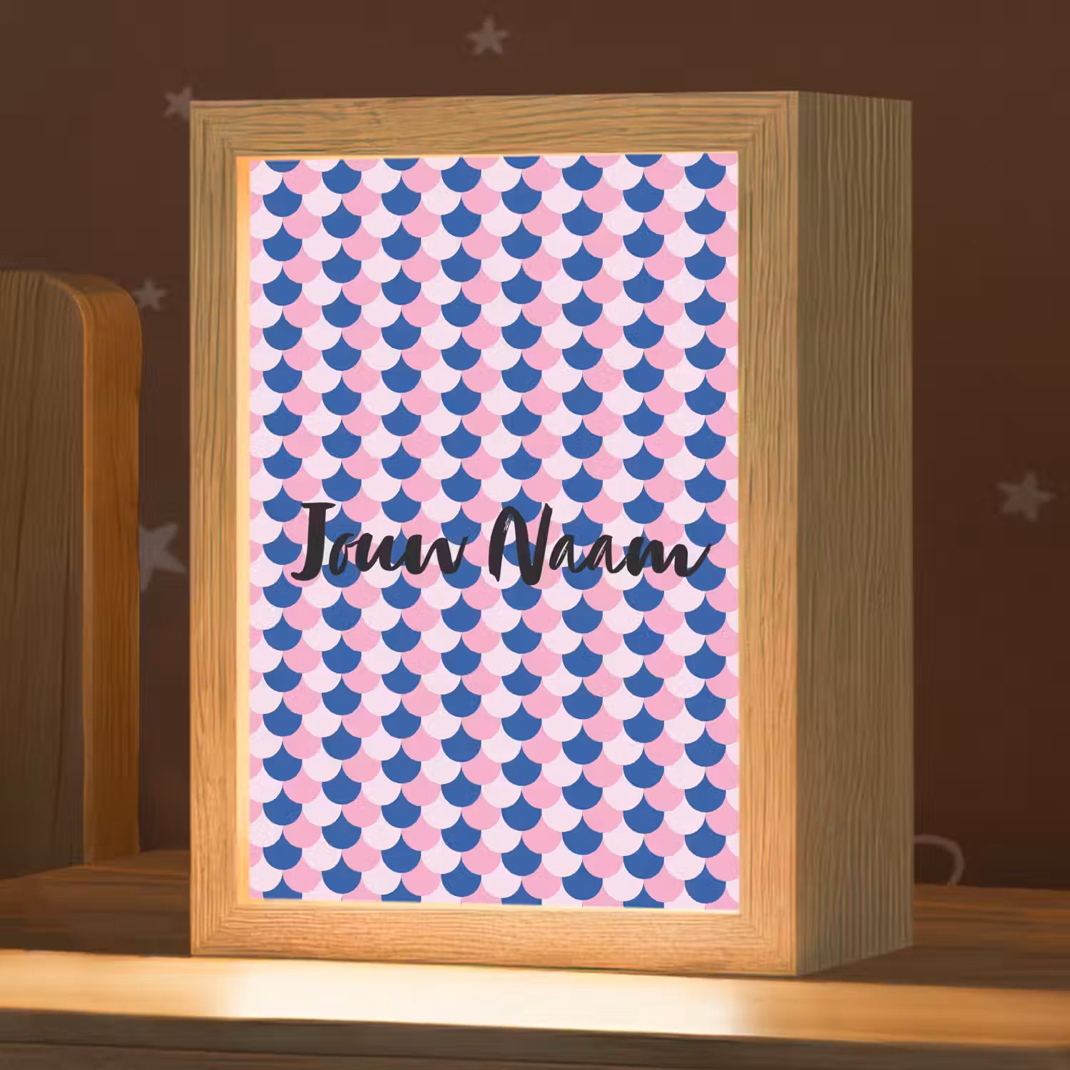 Schubben - Patroon - Blauw - Roze Light Box met kabel (Kinderlampje) klein -zzz_3d_website