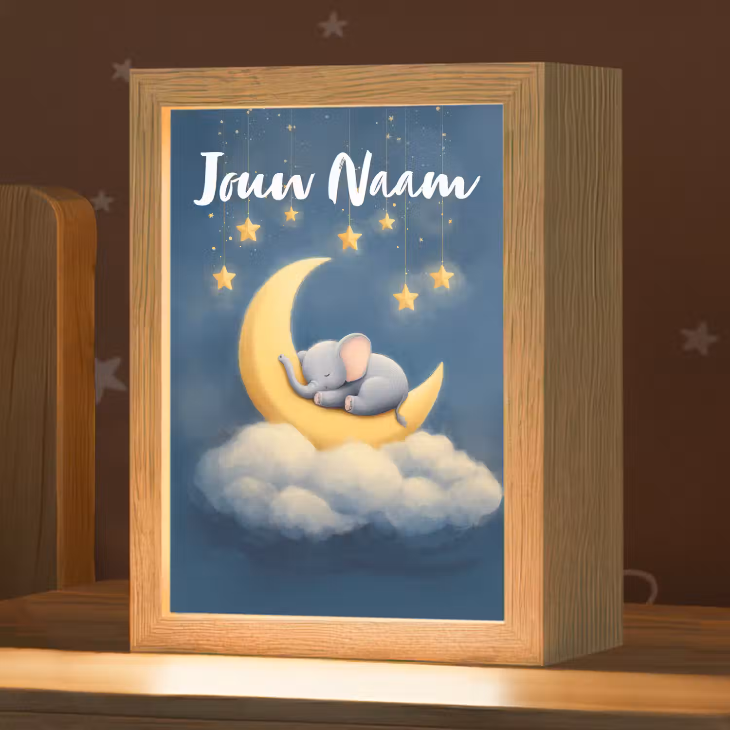 Sterren - Olifant - Maan - Wolken Light Box met kabel (Kinderlampje) klein -zzz_3d_website