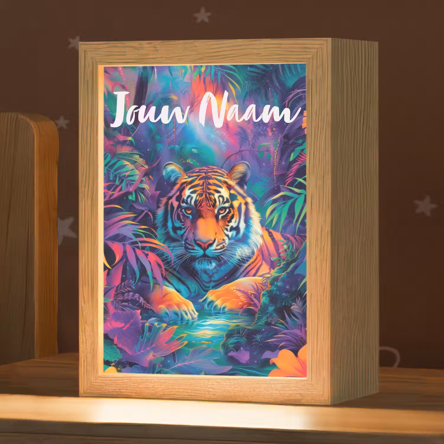 Tijger - Dier - Jungle - Kleurrijk Light Box met kabel (Kinderlampje) klein -zzz_3d_website