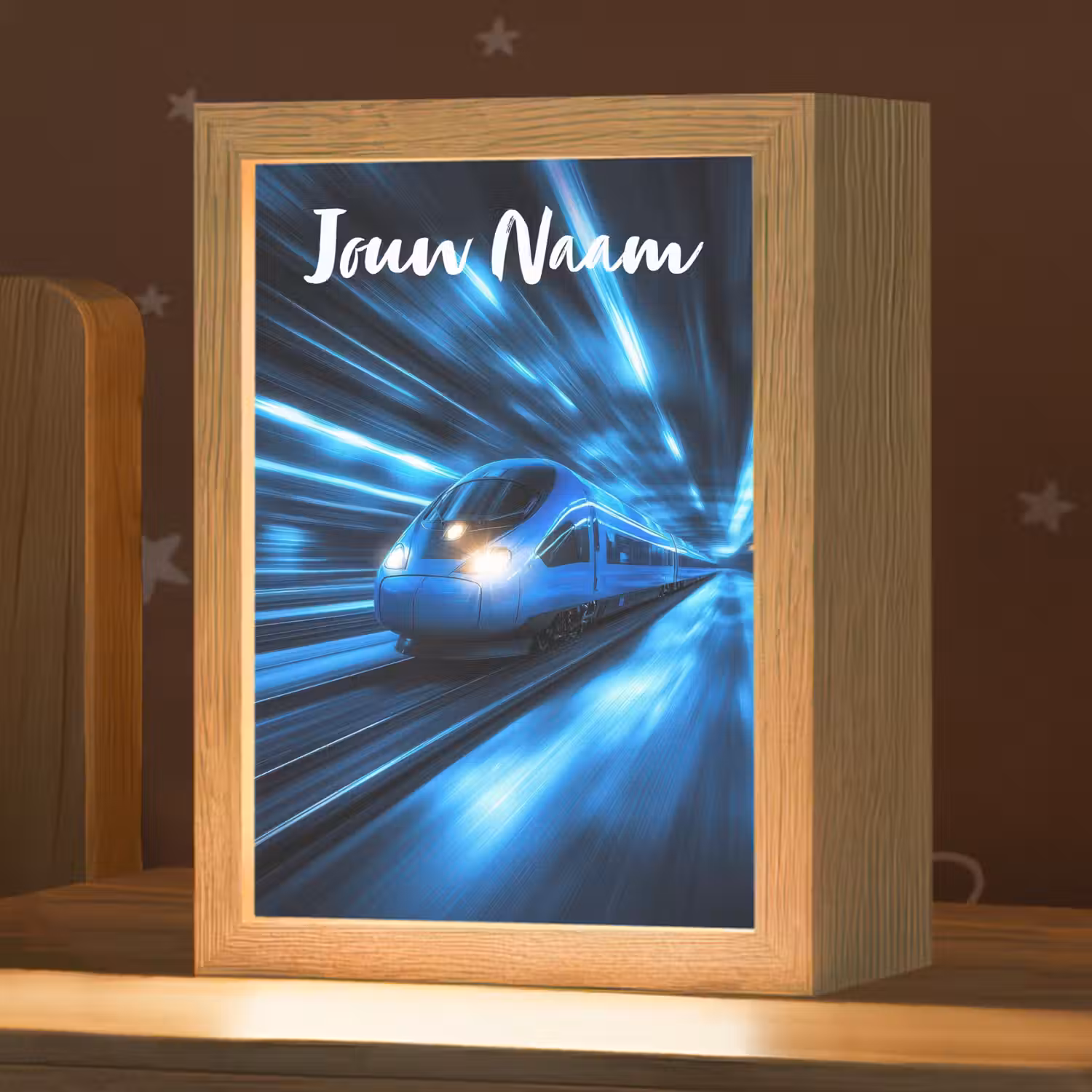 Trein - Blauw - Neon Light Box met kabel (Kinderlampje) klein -zzz_3d_website