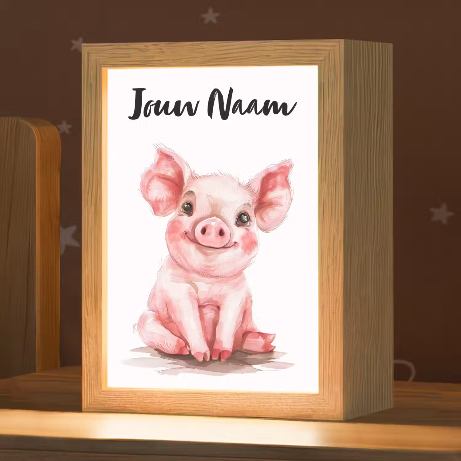 Varken - Roze - Baby dier - Boerderij dieren Light Box met kabel (Kinderlampje) klein -zzz_3d_website
