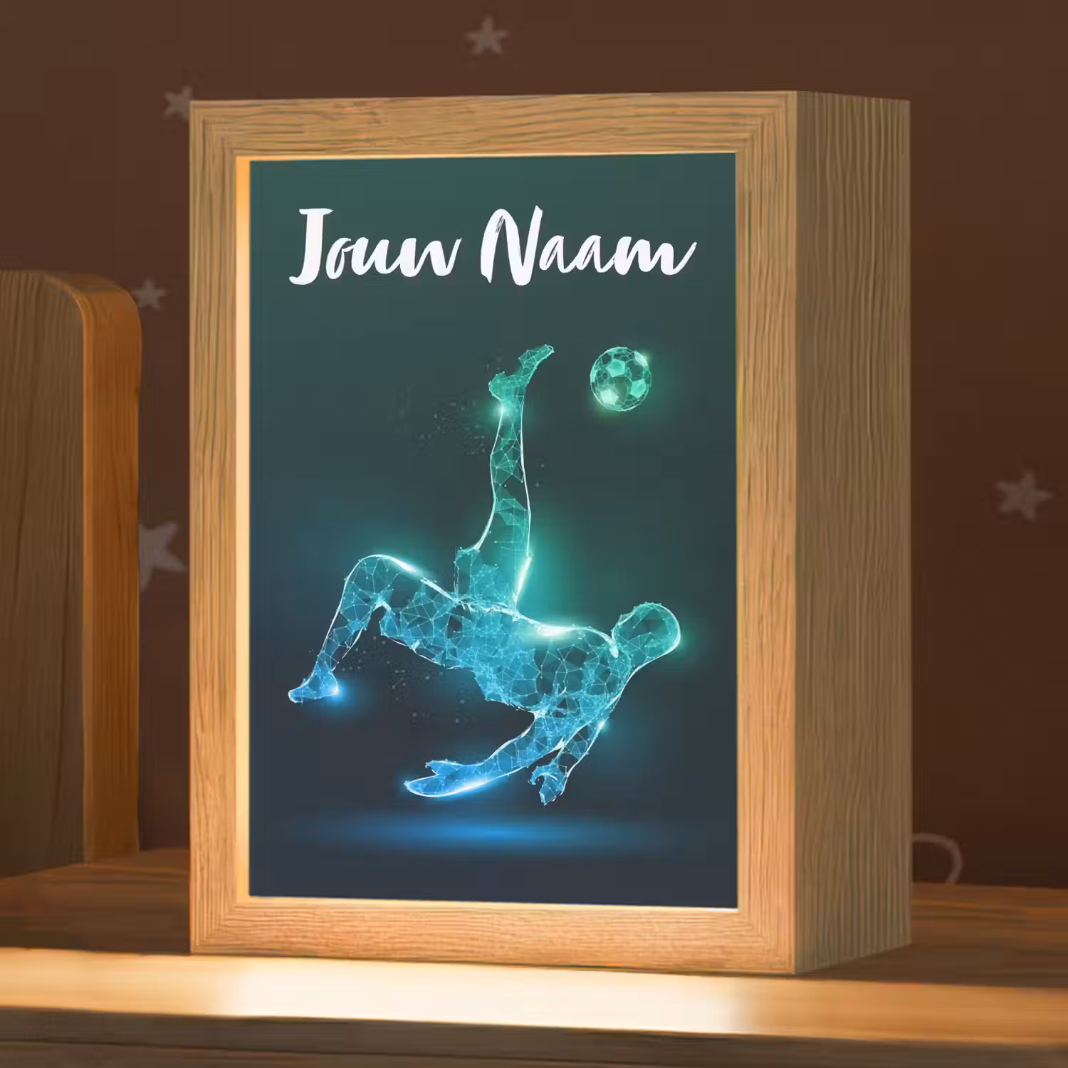 Voetbal - Voetballer - Jongen - Zwart Light Box met kabel (Kinderlampje) klein -zzz_3d_website