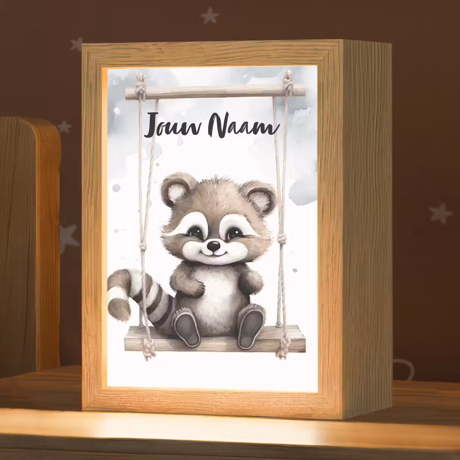 Wasbeer - Dier - Kinderen Light Box met kabel (Kinderlampje) klein -zzz_3d_website