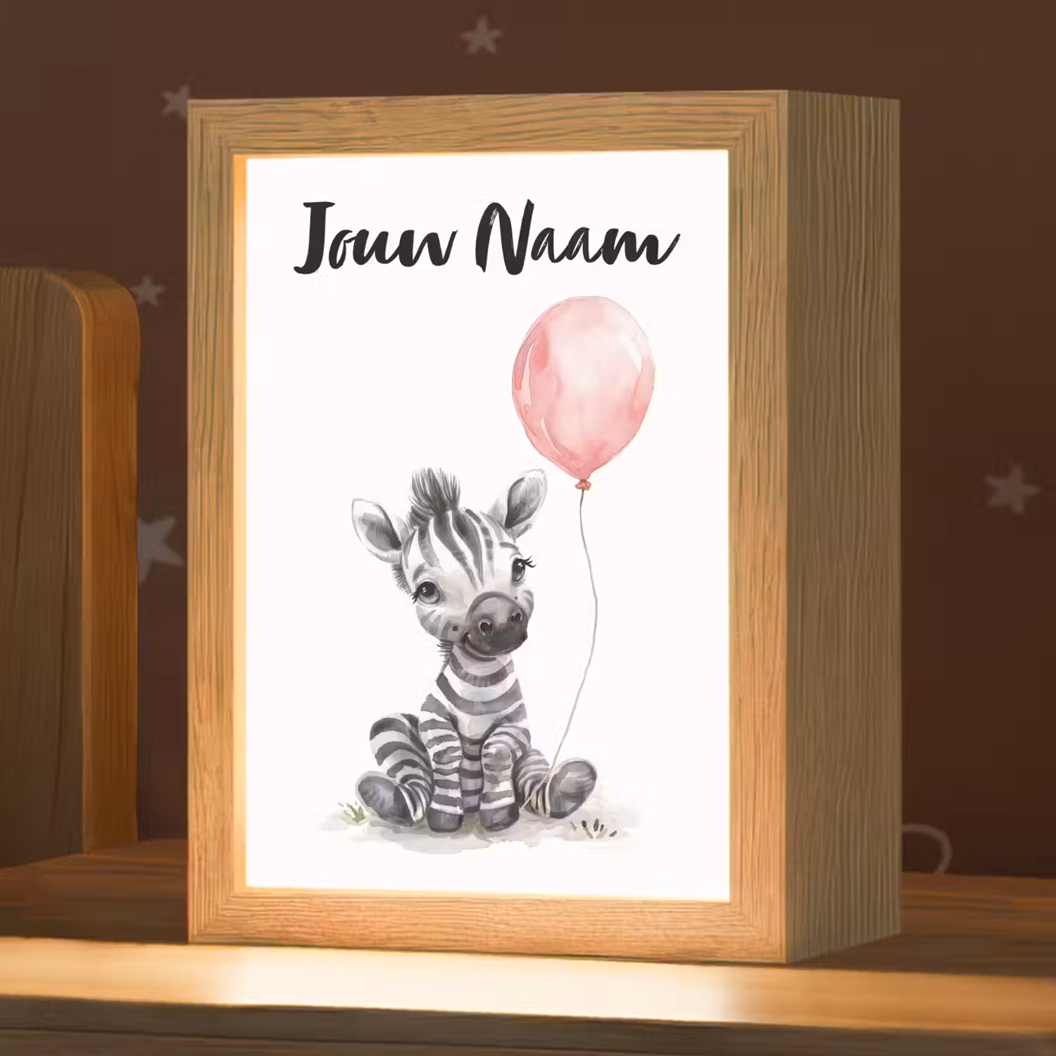 Zebra - Baby - Dieren - Roze ballon Light Box met kabel (Kinderlampje) klein -zzz_3d_website