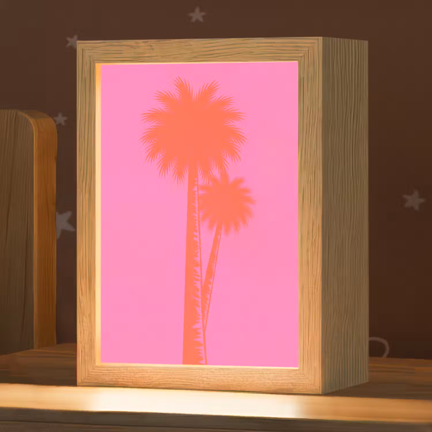 Palmbomen - Modern - Roze Light Box met kabel (Kinderlampje) klein -zzz_3d_website