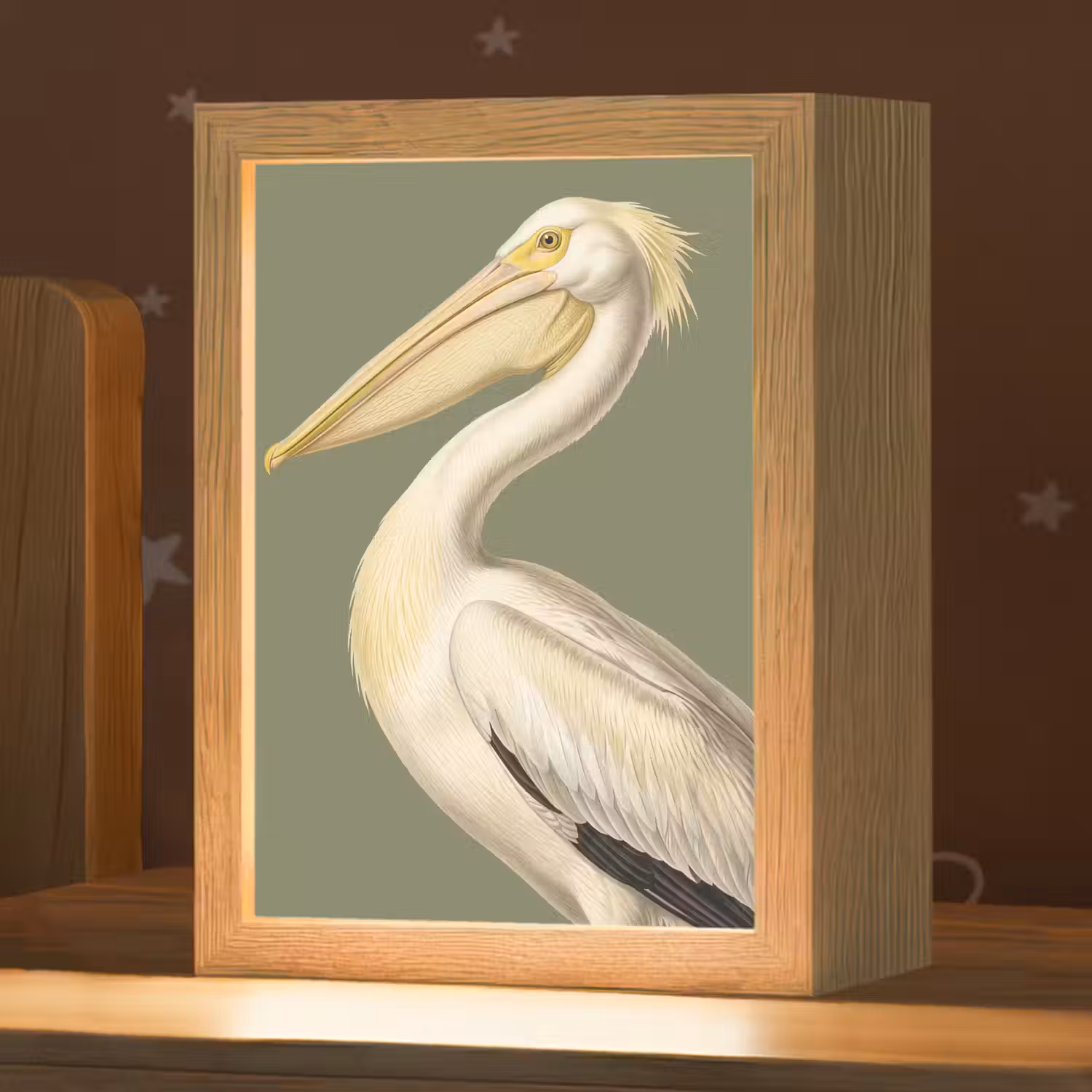 Pelikaan - Wit - Vogel - Klassiek - Natuur Light Box met kabel (Kinderlampje) klein -zzz_3d_website