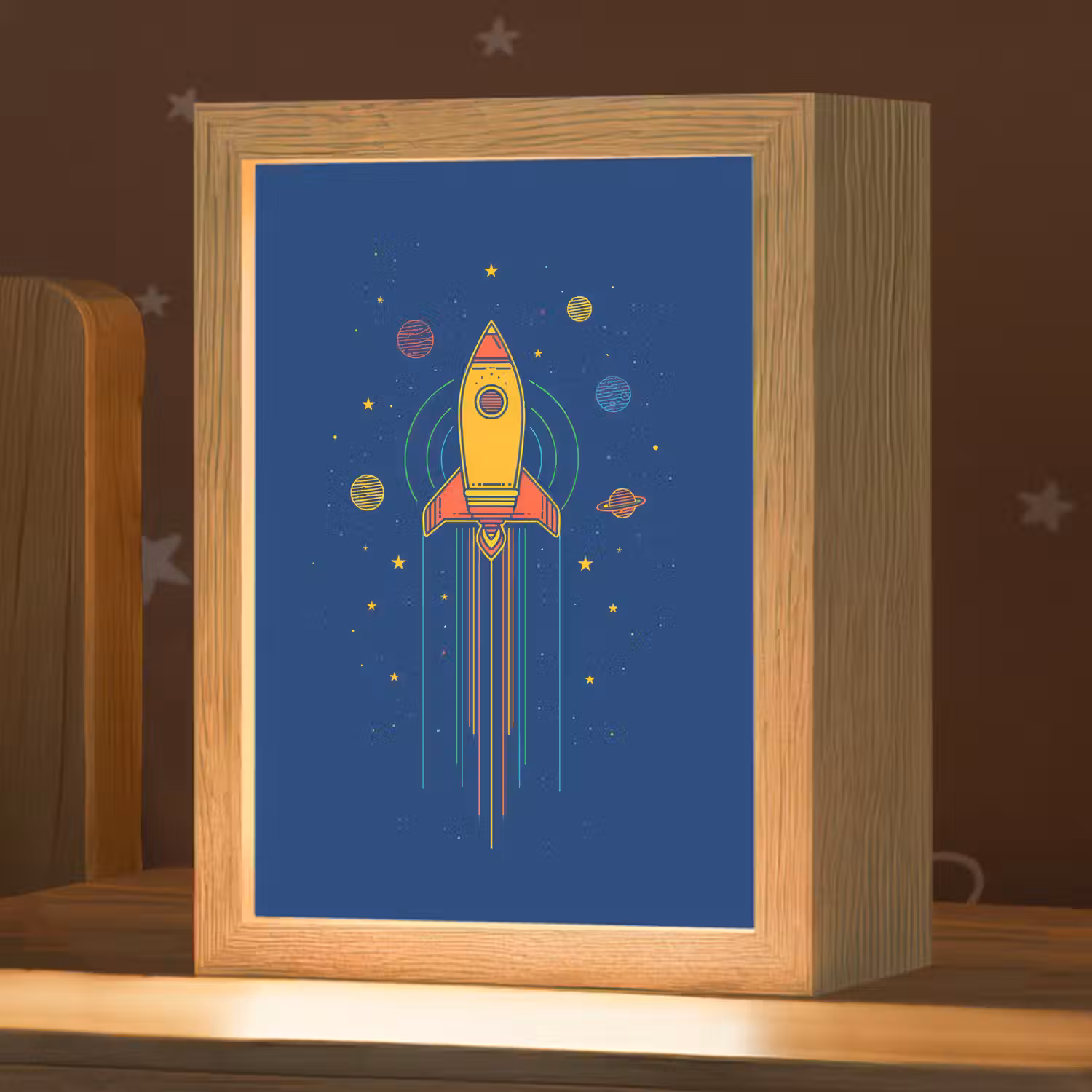 Raket - Blauw - Sterren Light Box met kabel klein -zzz_3d_website