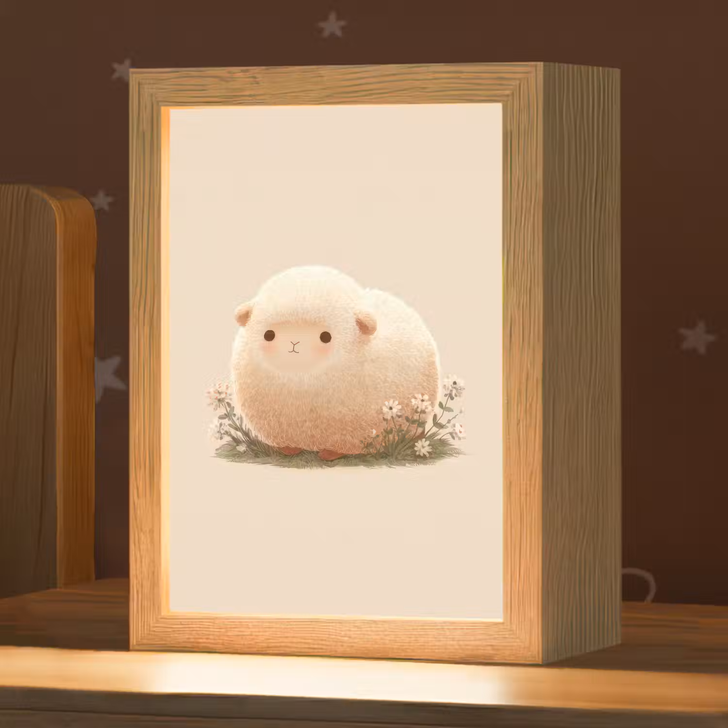 Schaap - Beige - Bloemen Light Box met kabel klein -zzz_3d_website