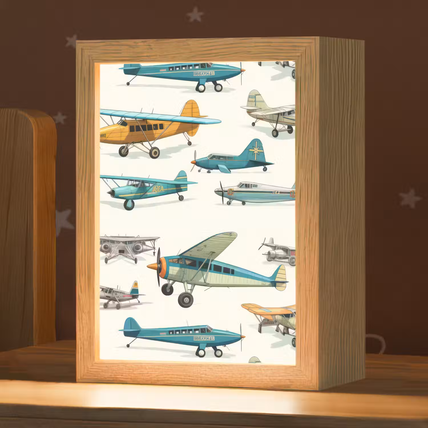 Vliegtuig - Blauw - Kinderen - Jongen - Oranje Light Box met kabel klein -zzz_3d_website