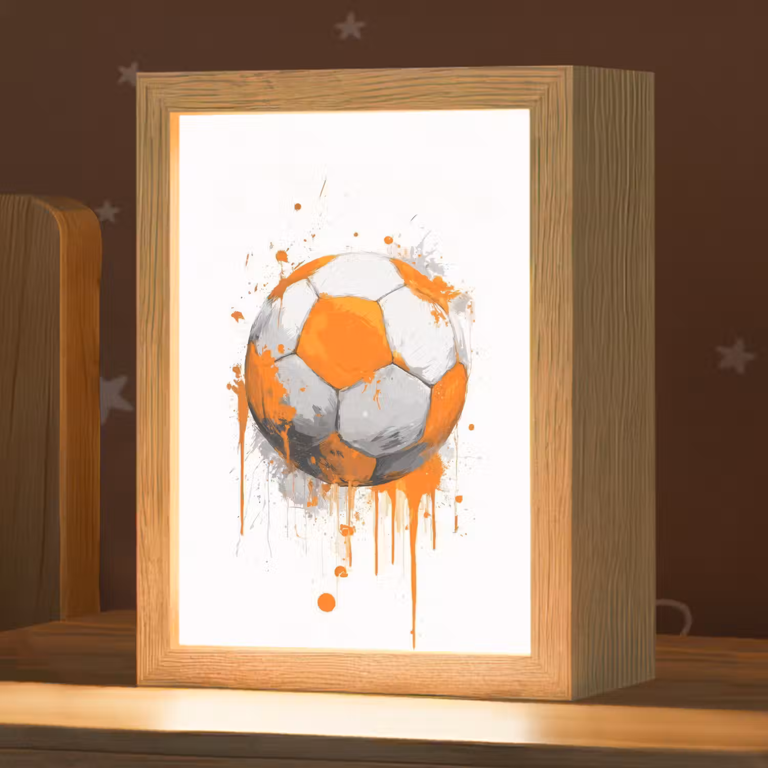 Voetbal - Abstract - Oranje - Verfspatten Light Box met kabel klein -zzz_3d_website