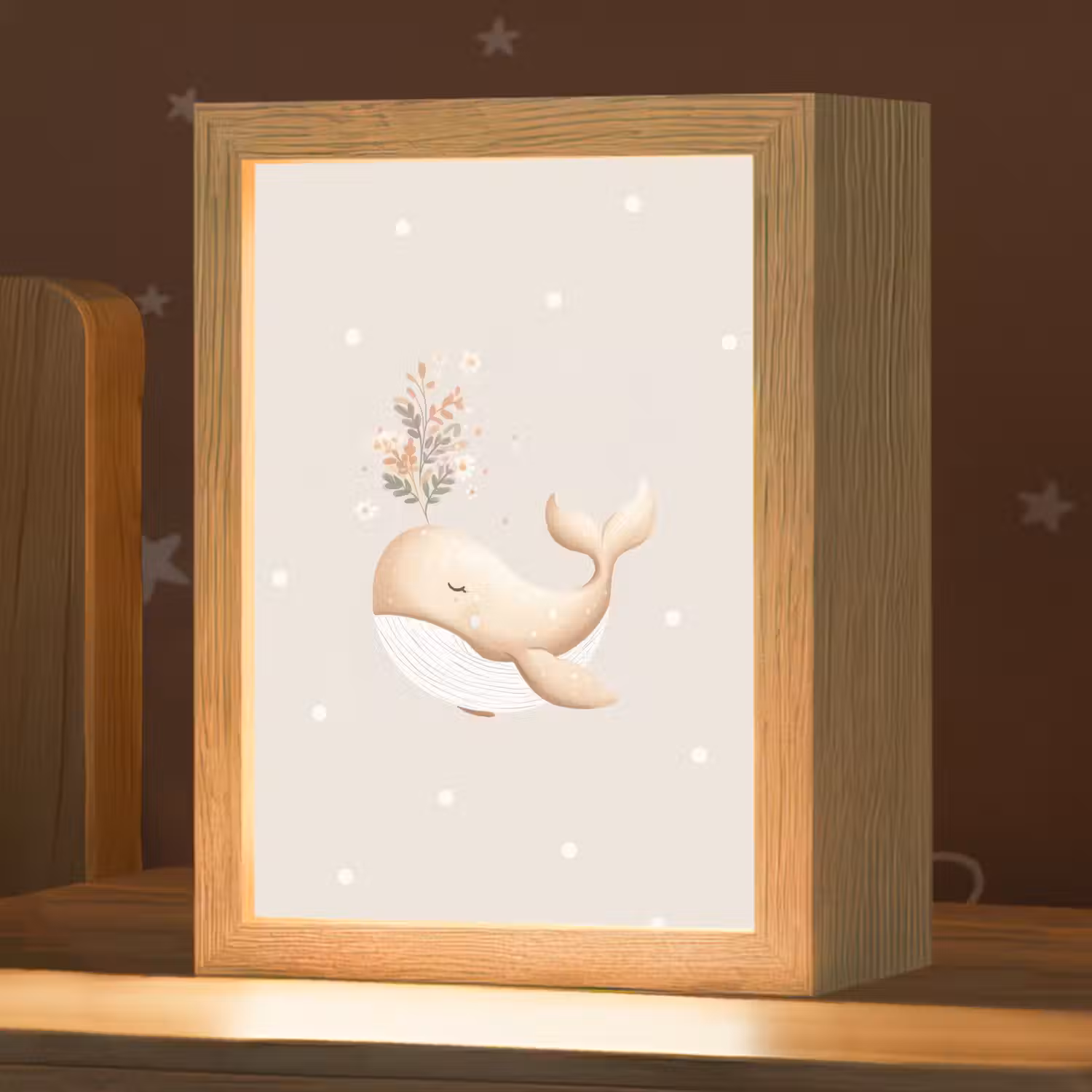 Walvis - Minimalistisch - Bloemen - Stippen Light Box met kabel klein -zzz_3d_website