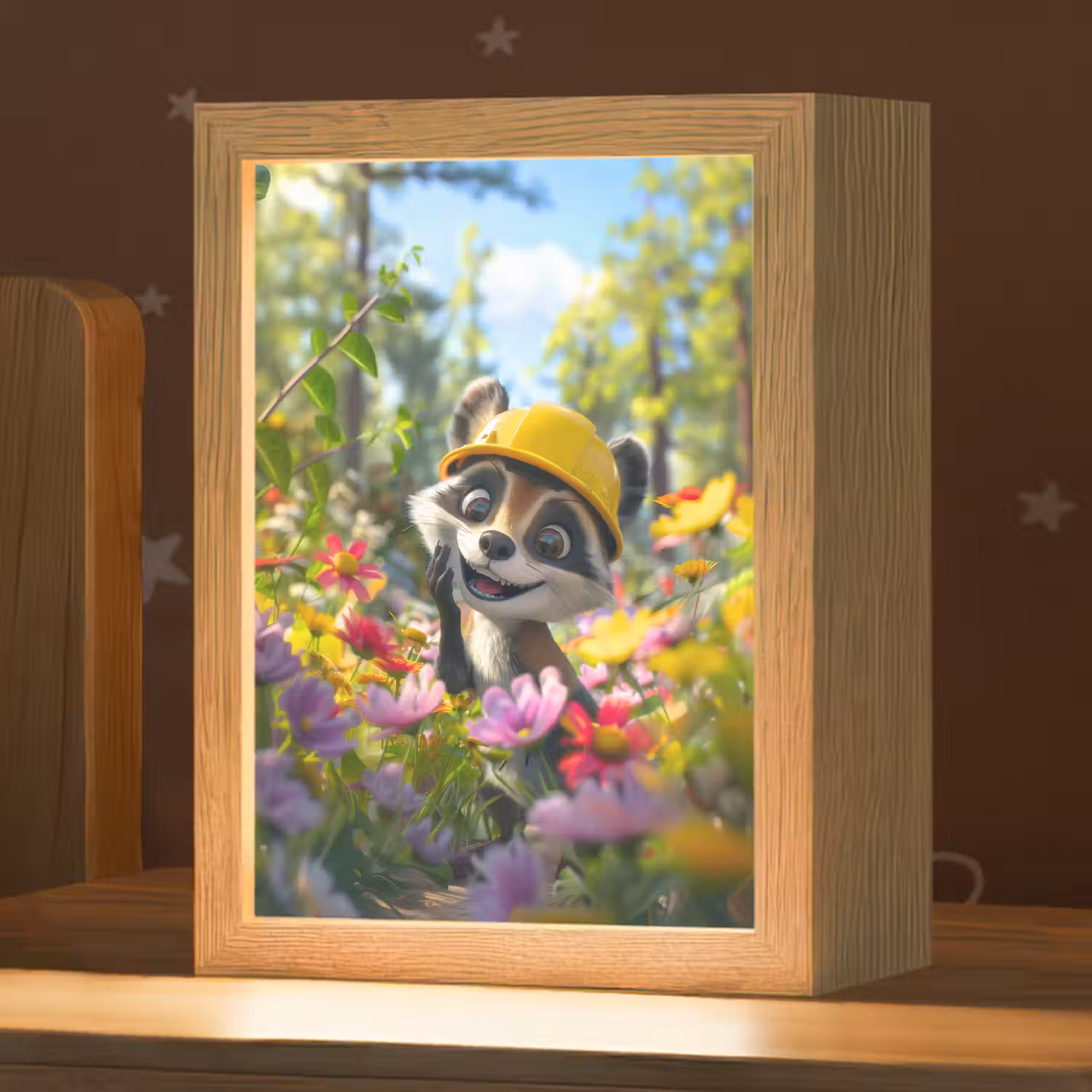 Wasbeer - Natuur - Bloemen - Bouwhelm Light Box met kabel klein -zzz_3d_website