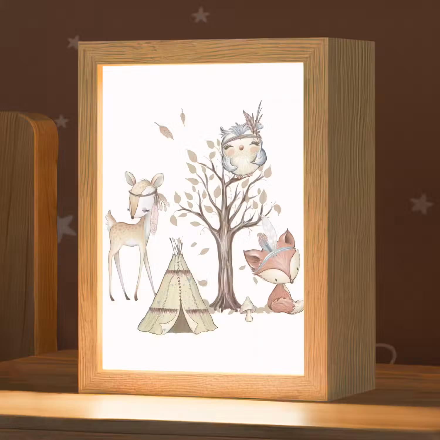 Wilde dieren - Bos - Illustratie Light Box met kabel klein -zzz_3d_website