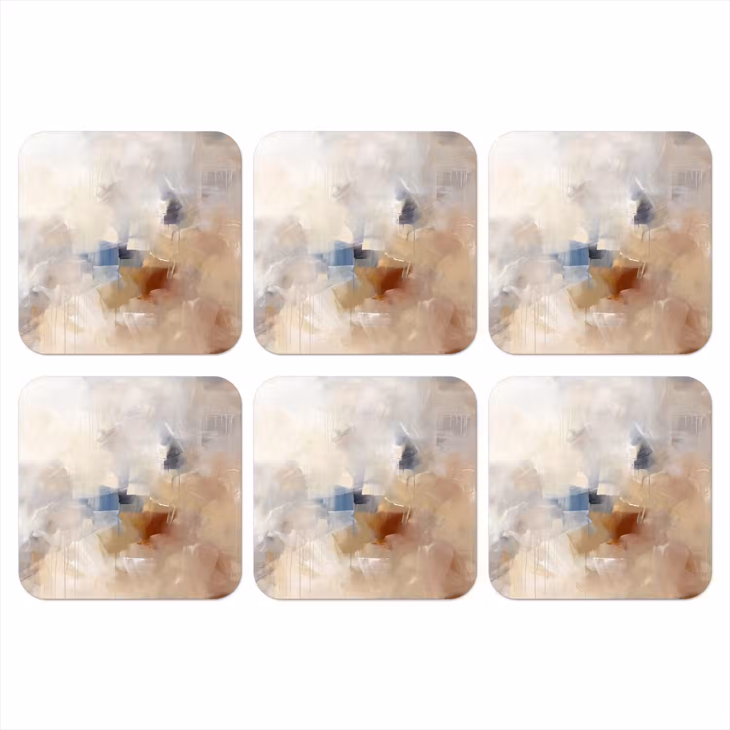 Abstract - Borstelstreken - Modern - Beige - Kunst onderzetter kurk middel -3d