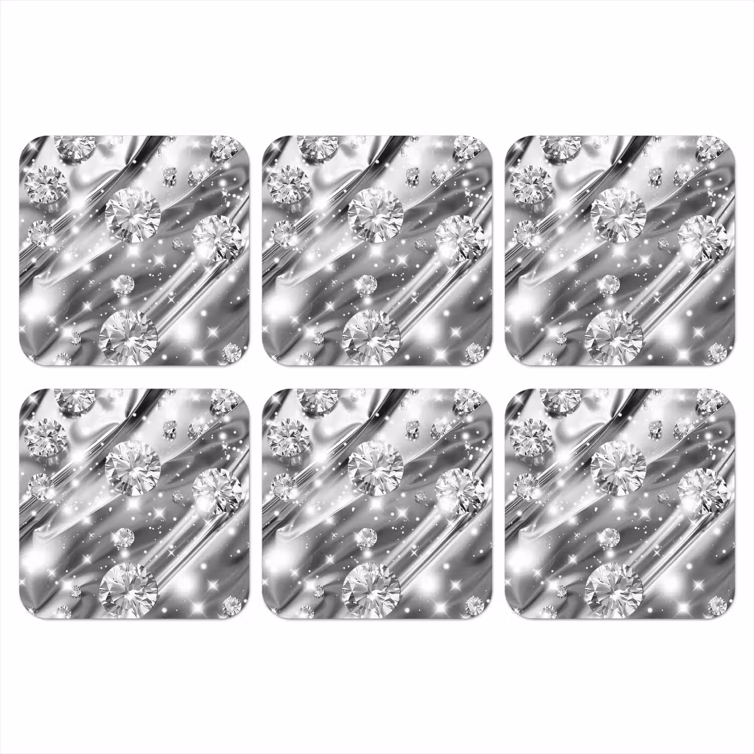 Abstract - Diamant - Luxe - Modern - Zilver onderzetter kurk middel -3d
