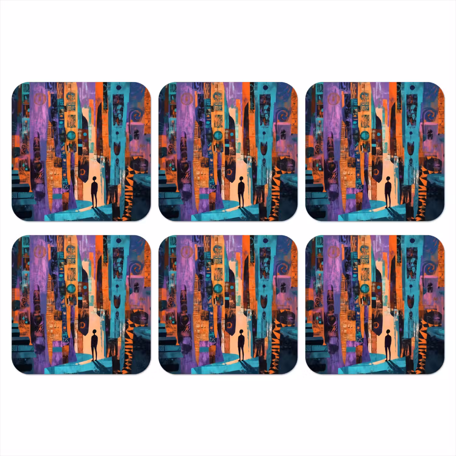 Abstract - Figuren - Kleurrijk onderzetter kurk middel -3d