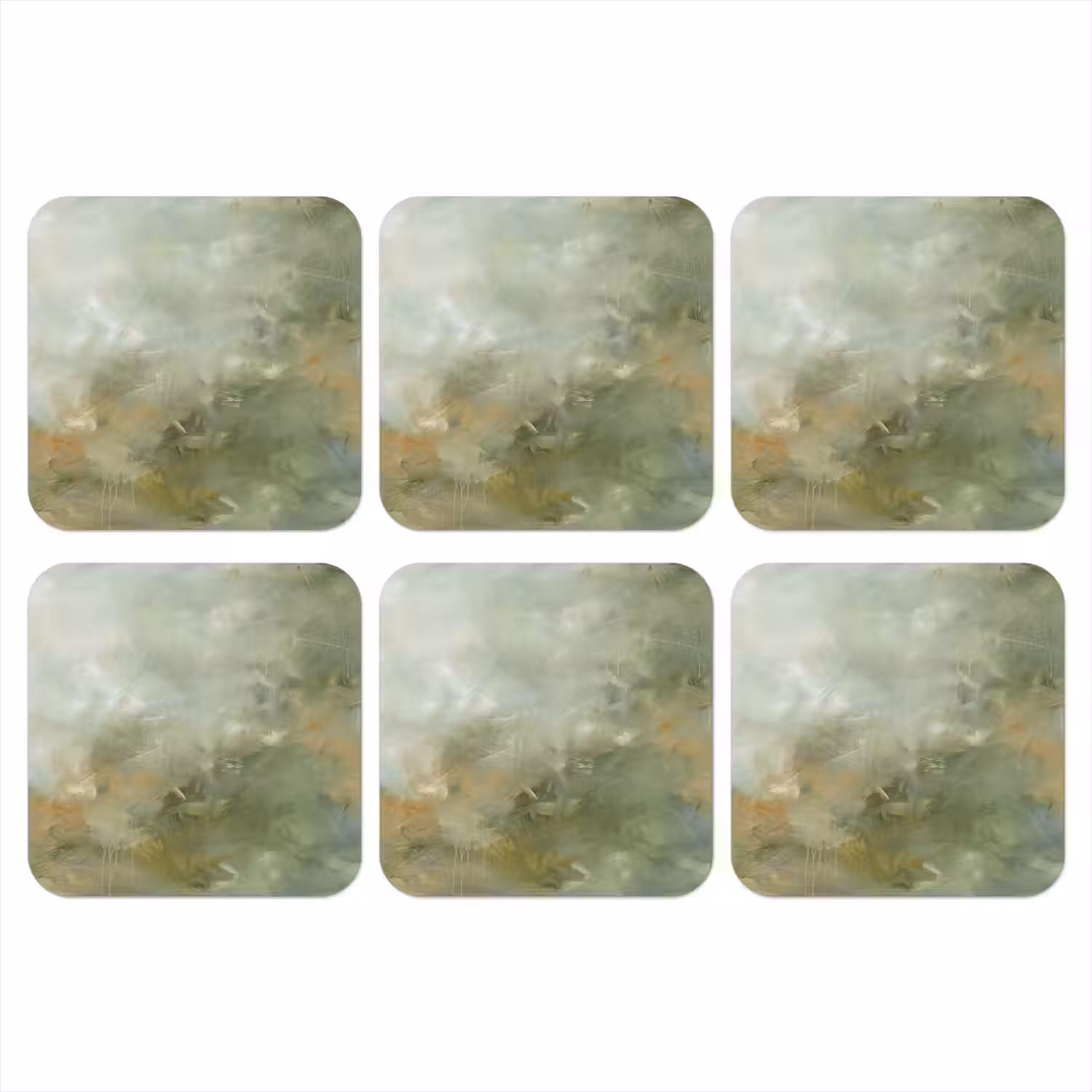 Abstract - Groen - Beige - Modern - Kunst onderzetter kurk middel -3d