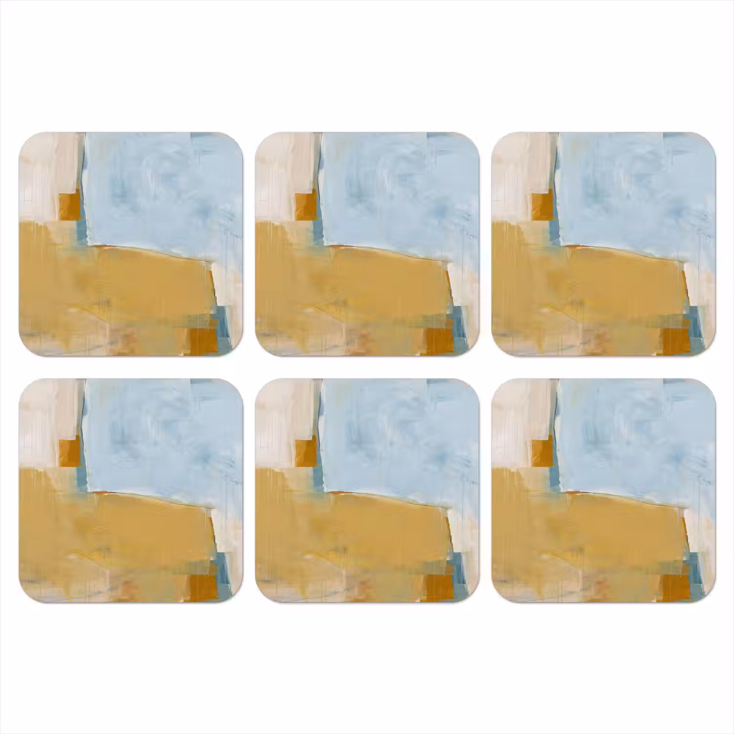 Abstract - Kleuren - Kunst - Modern - Blauw onderzetter kurk middel -3d