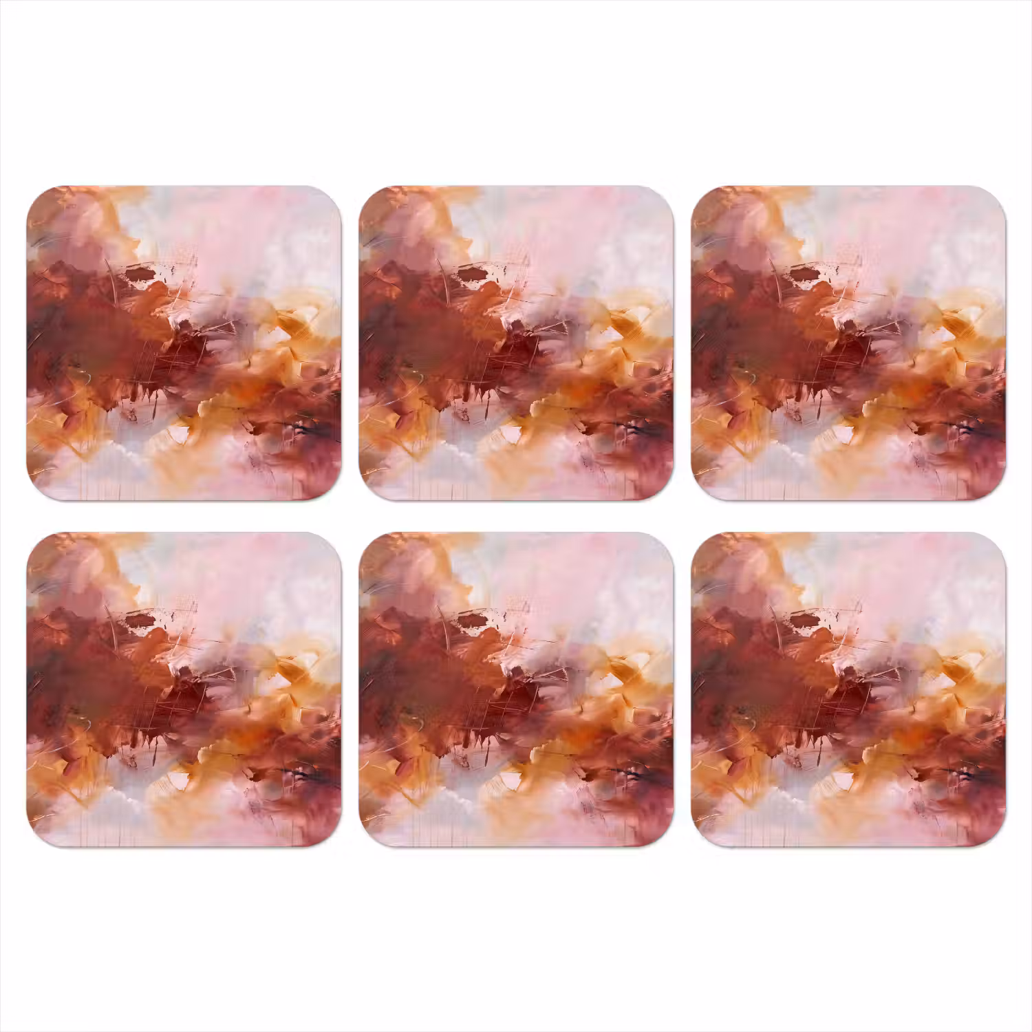 Abstract - Kleurrijk - Kunst - Modern - Roze-Rood onderzetter kurk middel -3d