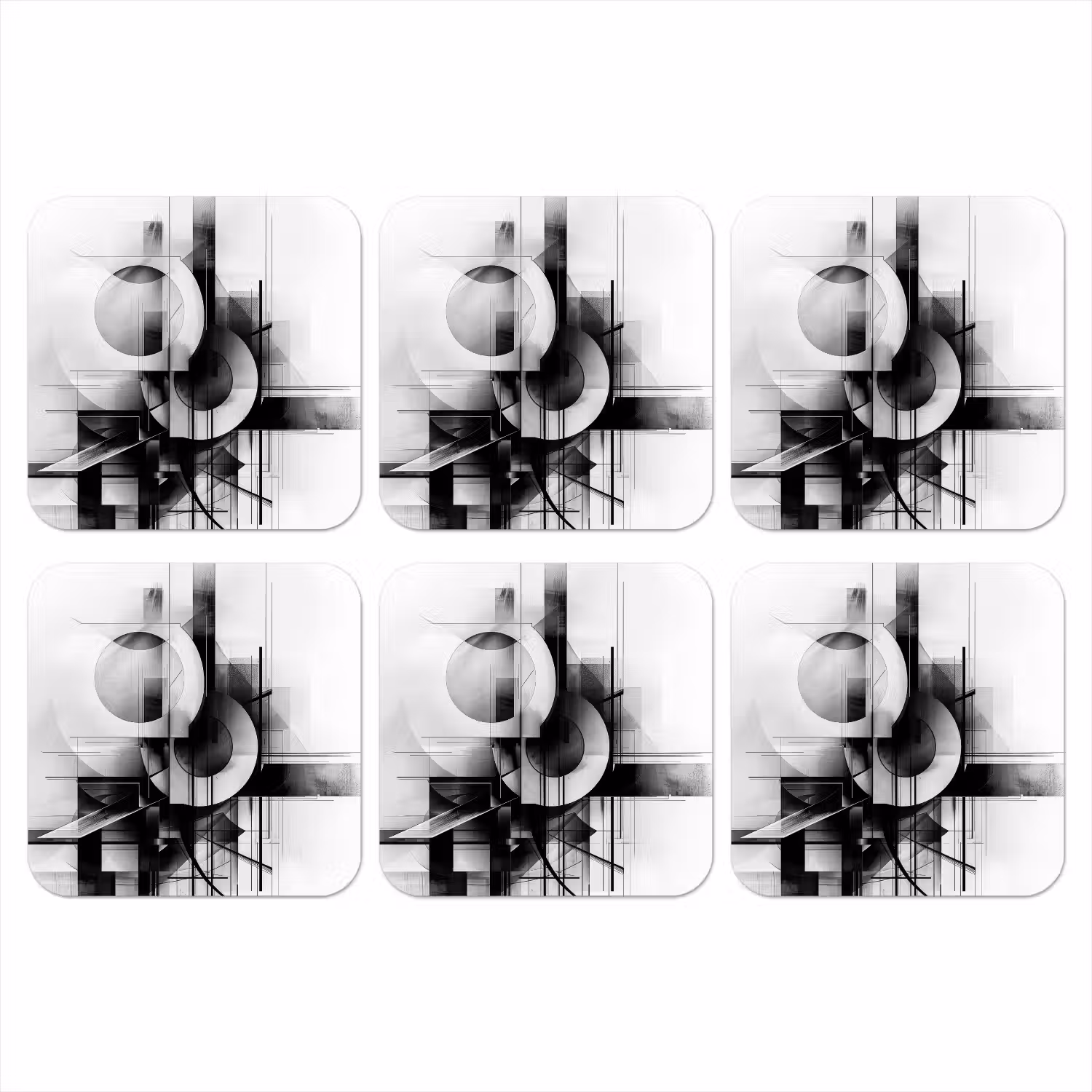 Abstract - Kunst - Modern - Zwart wit onderzetter kurk middel -3d