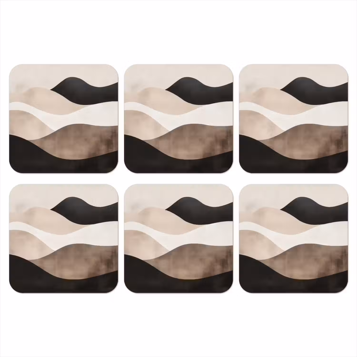 Abstract - Landschap - Golven - Crèmekleur onderzetter kurk middel -3d
