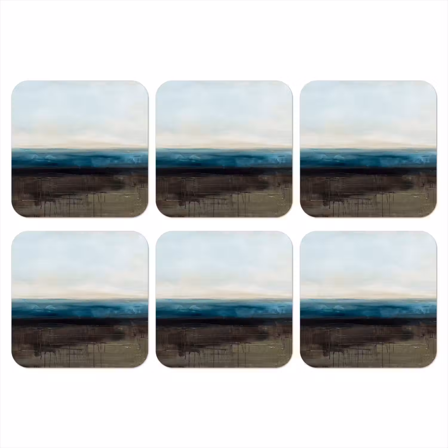 Abstract - Landschap - Horizon - Blauw - Modern onderzetter kurk middel -3d