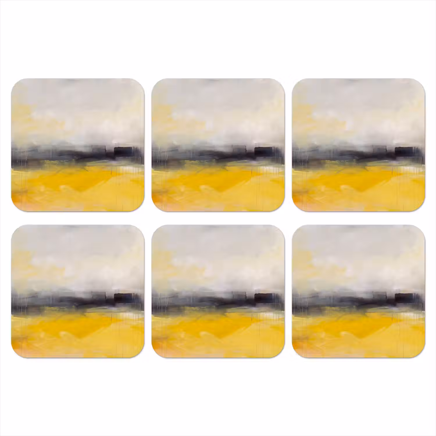 Abstract - Landschap - Modern - Geel onderzetter kurk middel -3d