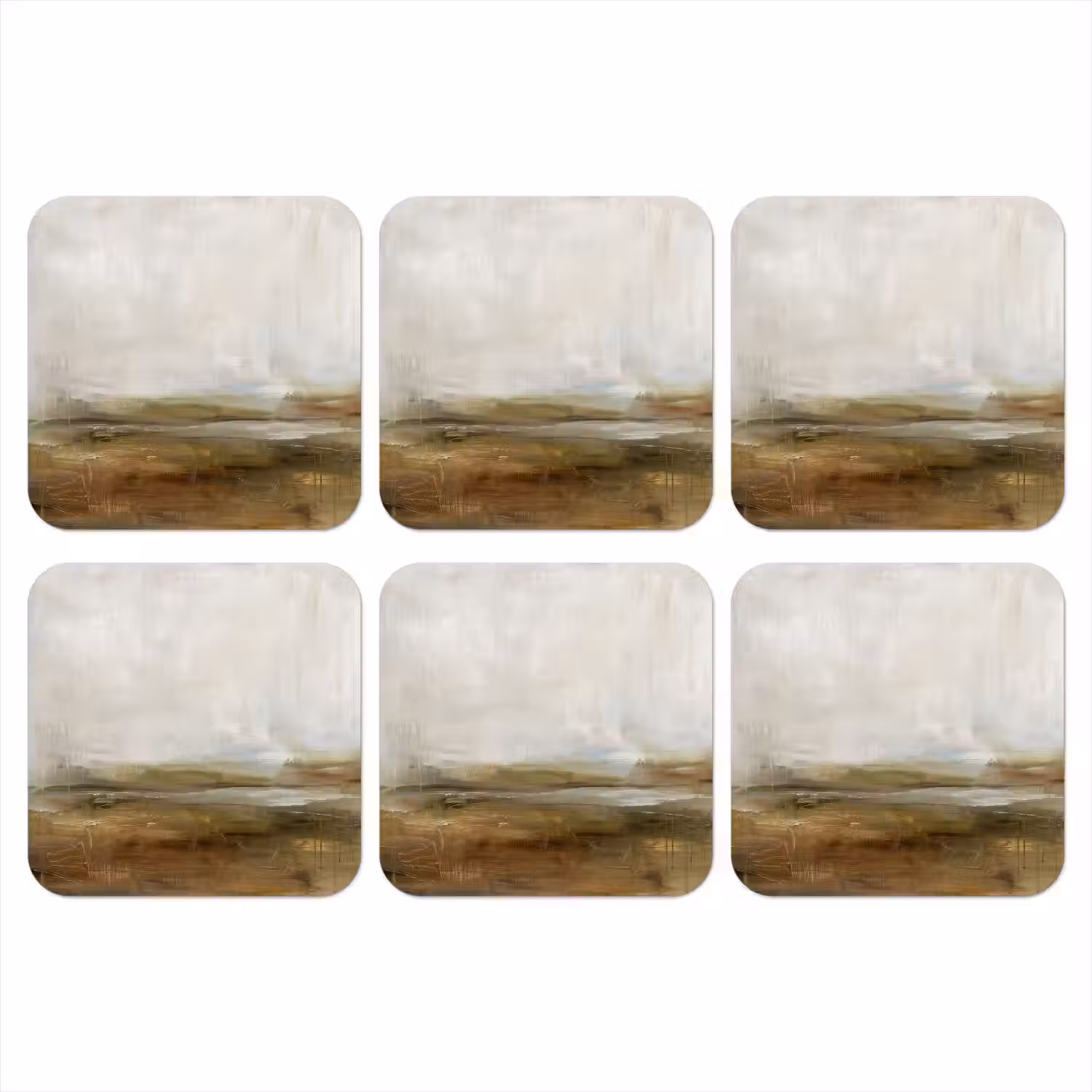 Abstract - Landschap - Natuur - Beige - Bruin onderzetter kurk middel -3d