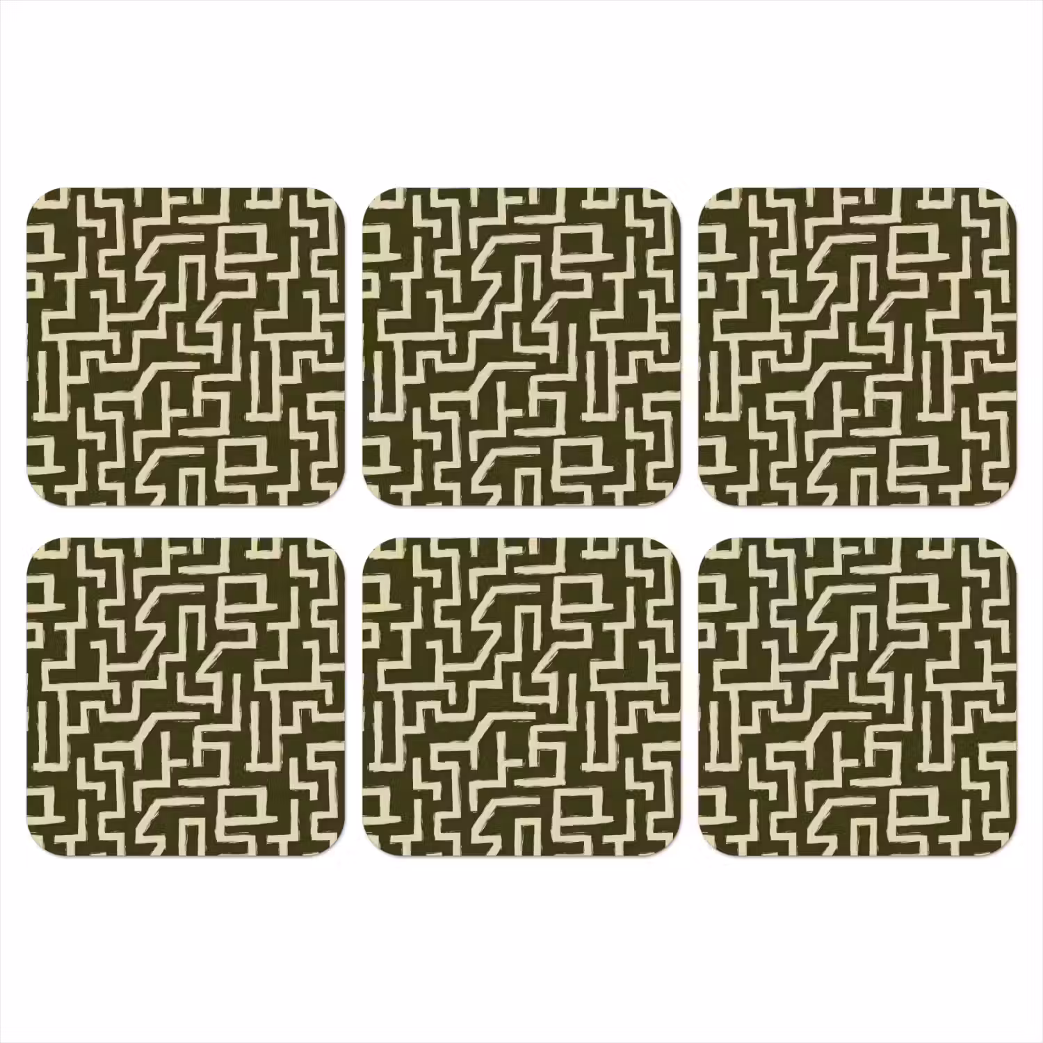 Abstract - Lijnen - Groen onderzetter kurk middel 366 -3d