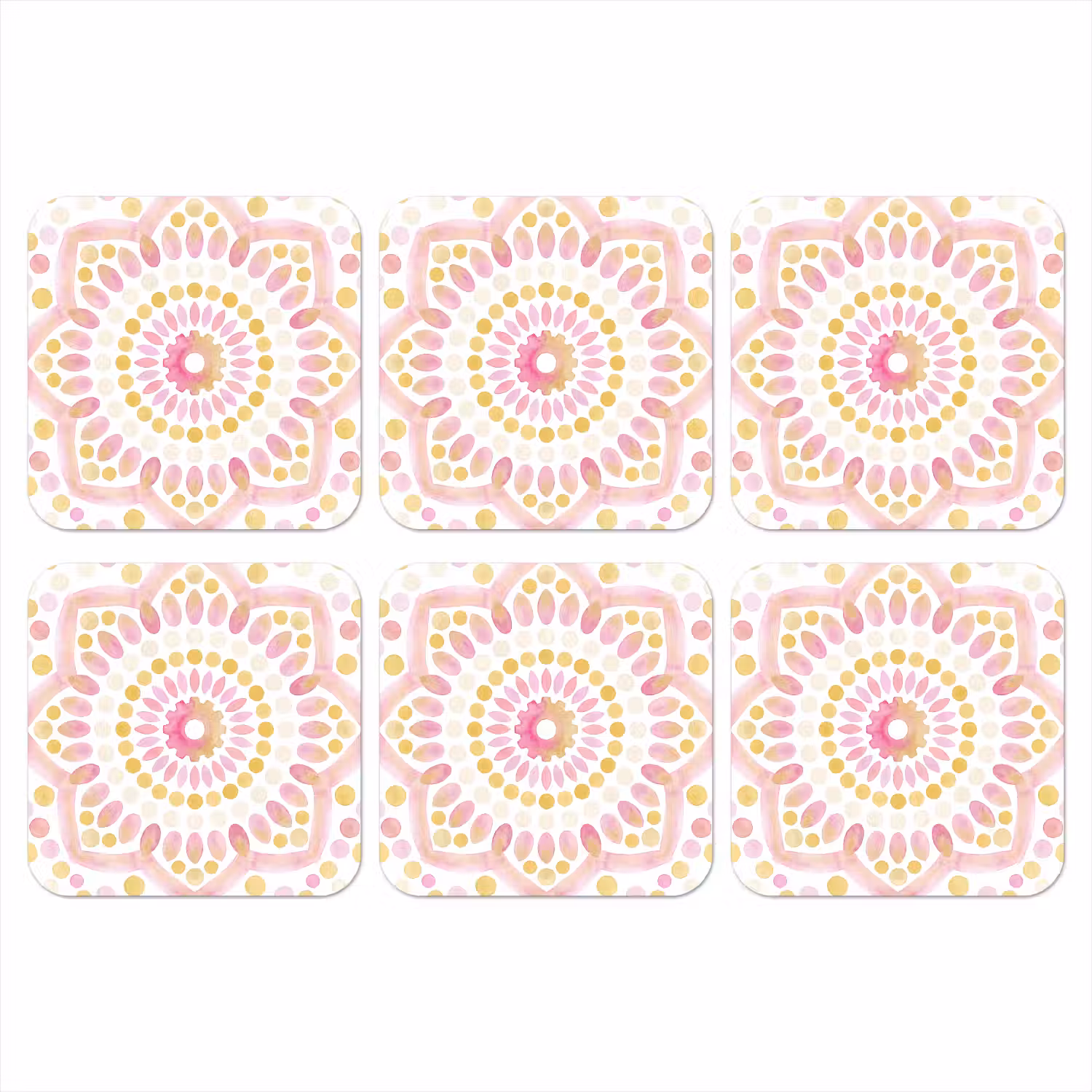 Abstract - Mandala - Kunst - Modern - Roze onderzetter kurk middel -3d