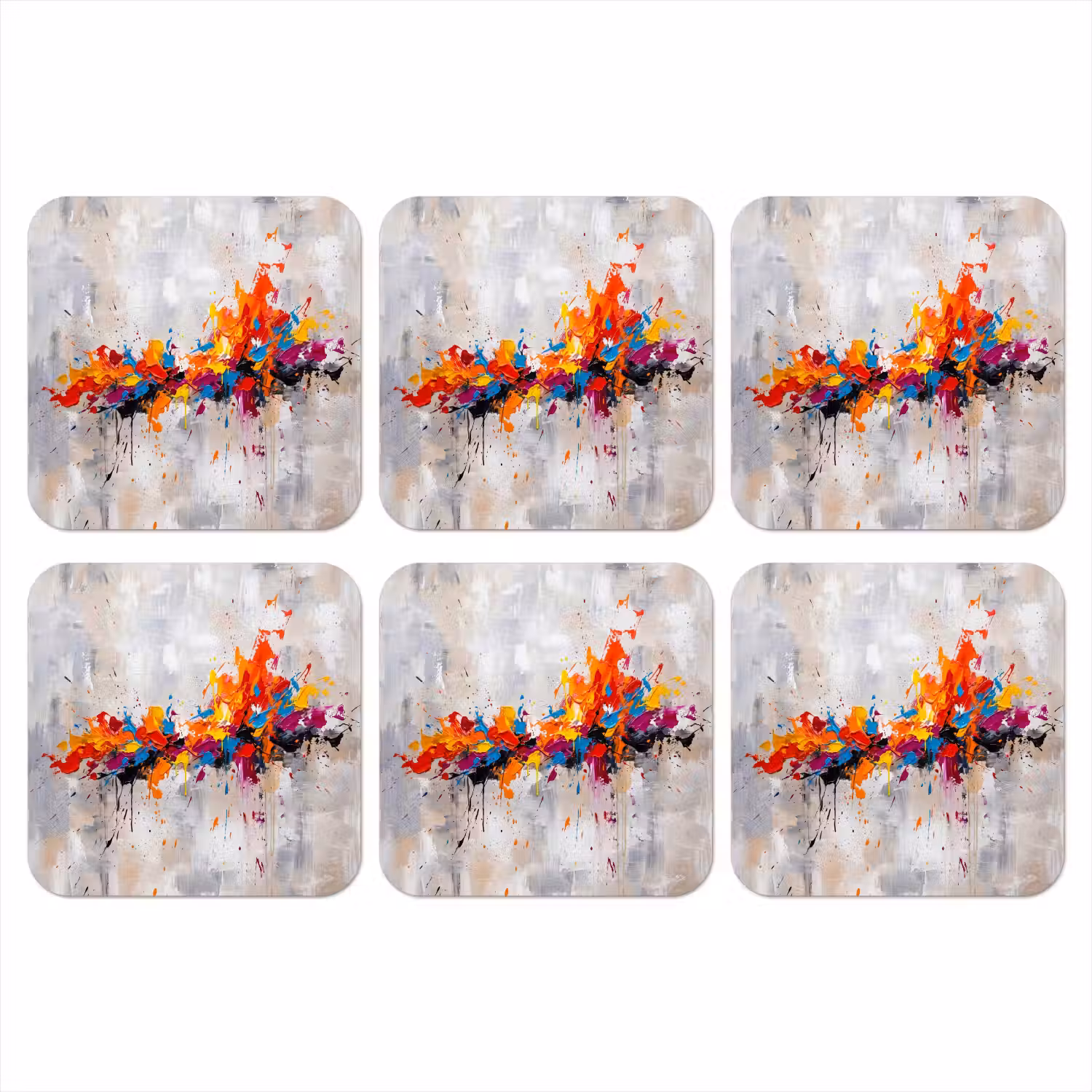 Abstract - Schilderij - Kleurrijk - Dynamisch onderzetter kurk middel -3d