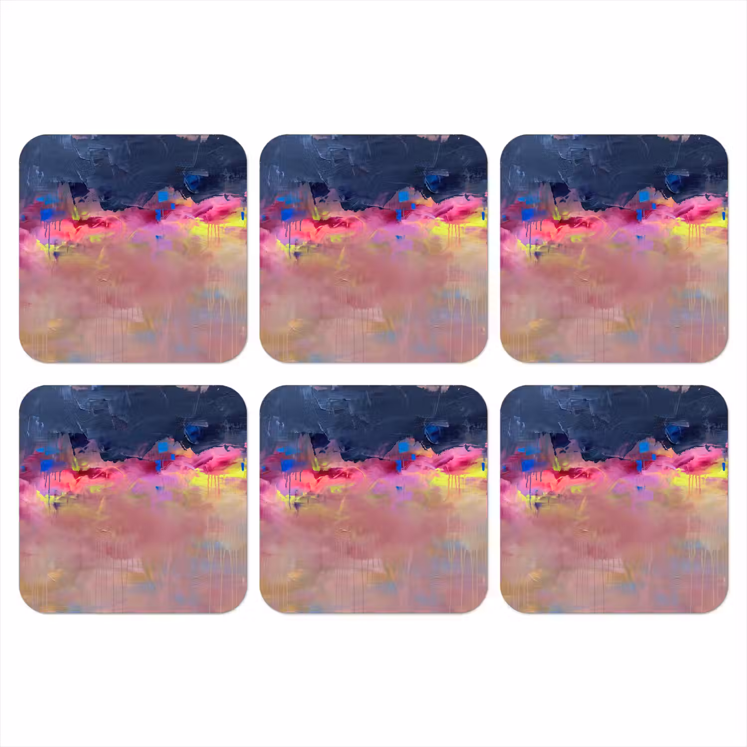 Abstract - Textuur - Kleuren - Modern - Roze onderzetter kurk middel -3d