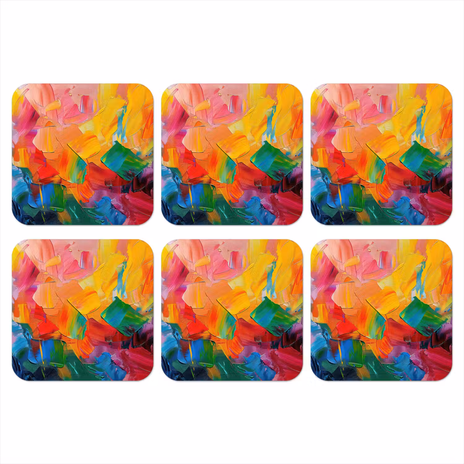 Abstract - Verflook - Modern - Kleurrijk onderzetter kurk middel -3d