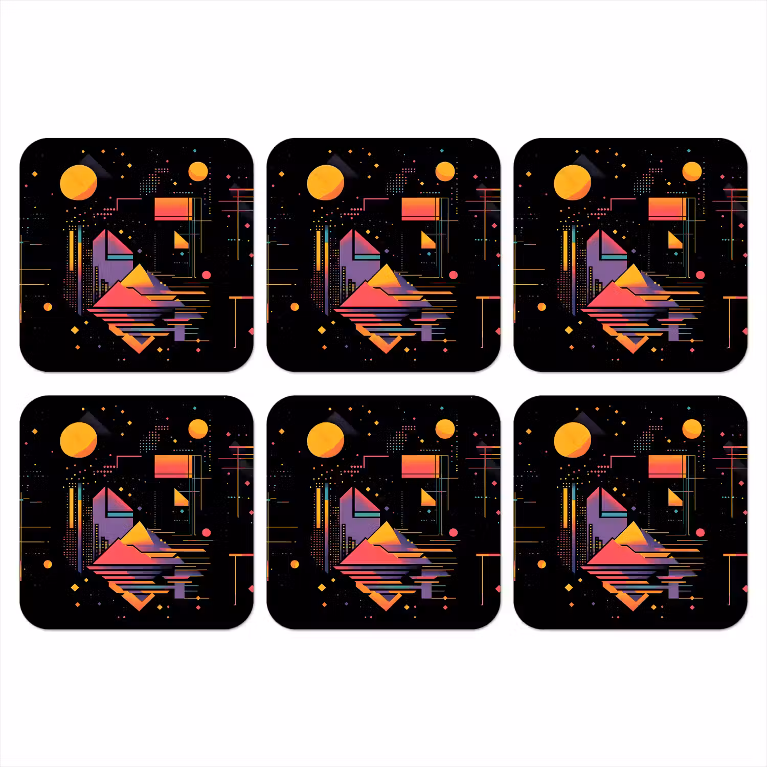 Abstract - Vormen - Lijnen - Kleurrijk onderzetter kurk middel -3d