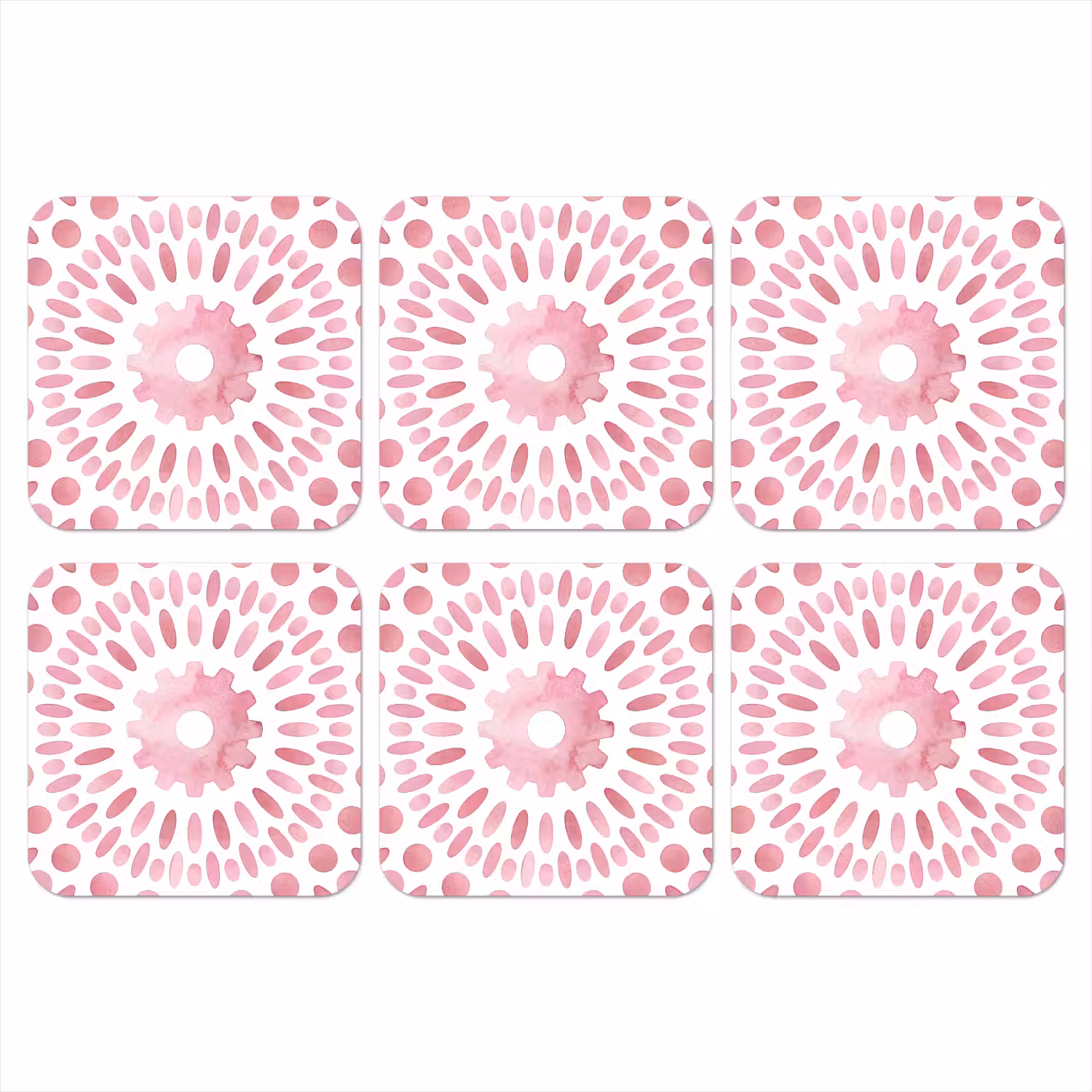 Abstract - Vormen - Patroon - Aquarel - Roze onderzetter kurk middel -3d